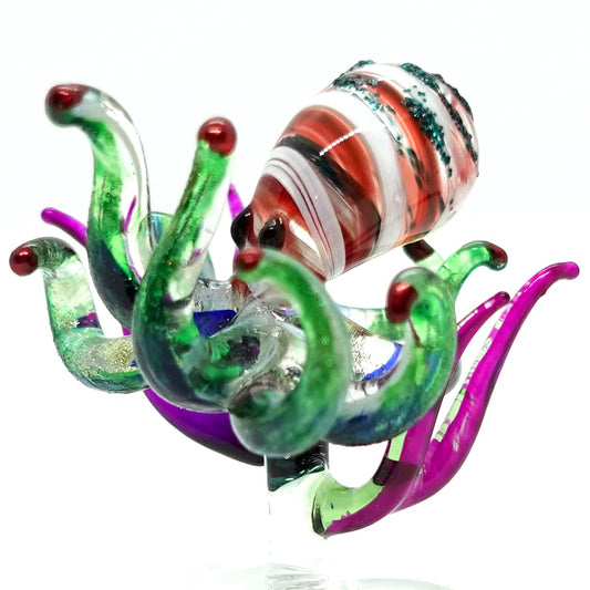 Sansukjai Octopus Miniature Figurines Animals Hand Blown Color Glass Art Collectible Gift Decorate, Multi-Color