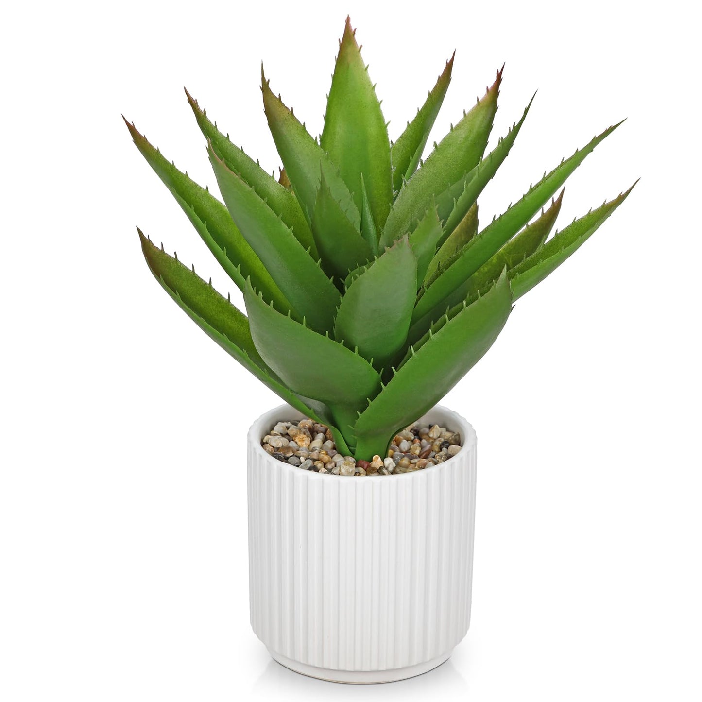 Hollyone Large Artificial Agave Plants 11.8“ Fake Succulents Potted Faux Aloe Vera Plant in White Pot Succulent Agave Plants for Desk Modern Office Living Room Table Shelf Home Indoor Outdoor Decor