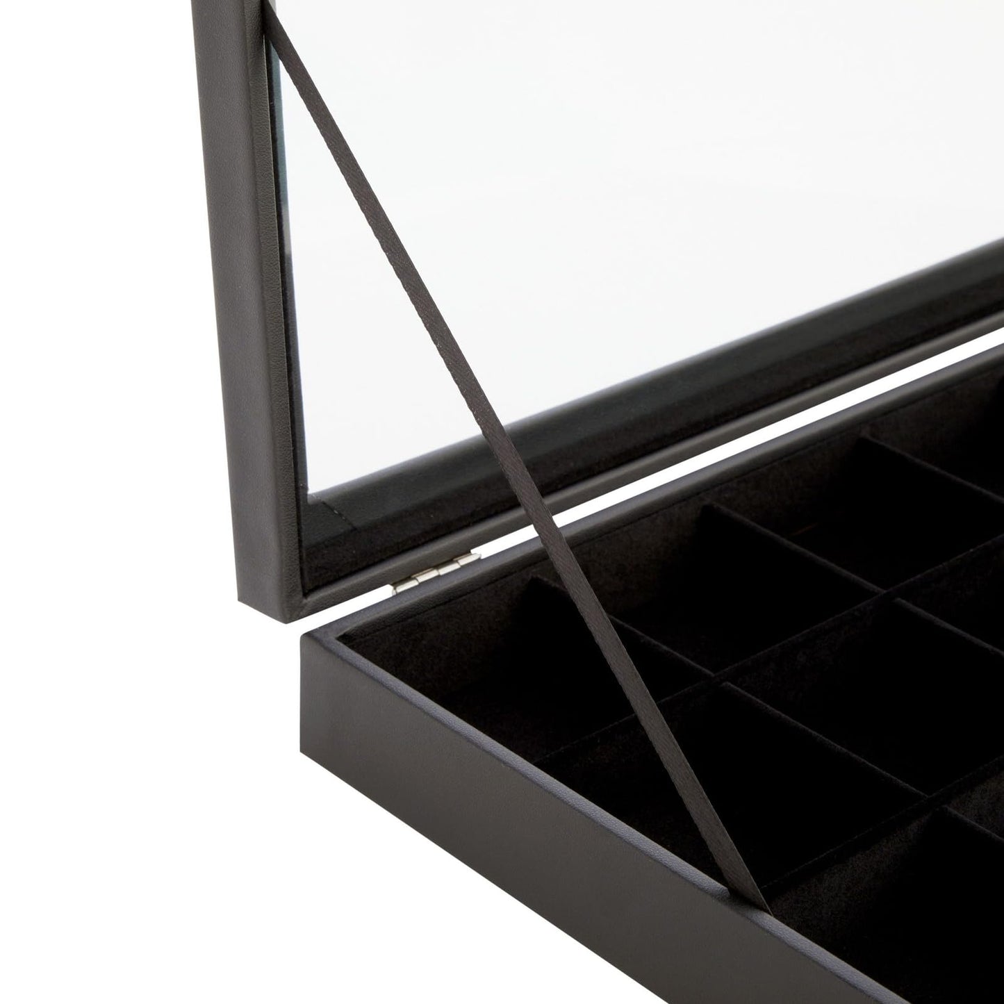 Juvale Black Velvet Jewelry Display Tray Organizer Case - Jewelry Display for Vendors w/Glass Cover - 24 Slot Tray with Removable Grids - Crystal & Rock Collection Box - Black 14 x 9.5 x2 in