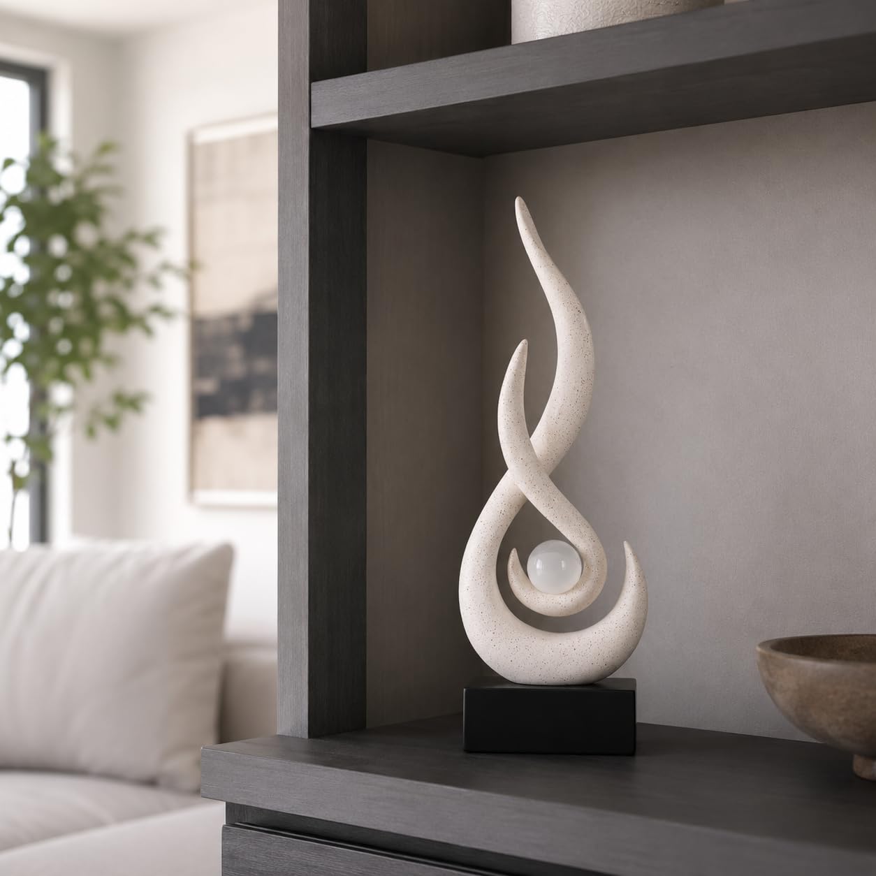 XYQXYQ Modern Abstract Art Table Decoration,Resin Flame Statue Modern Centerpiece Ornaments for Living Room Great Gift Idea Home Decor,Collectibles (Beige)