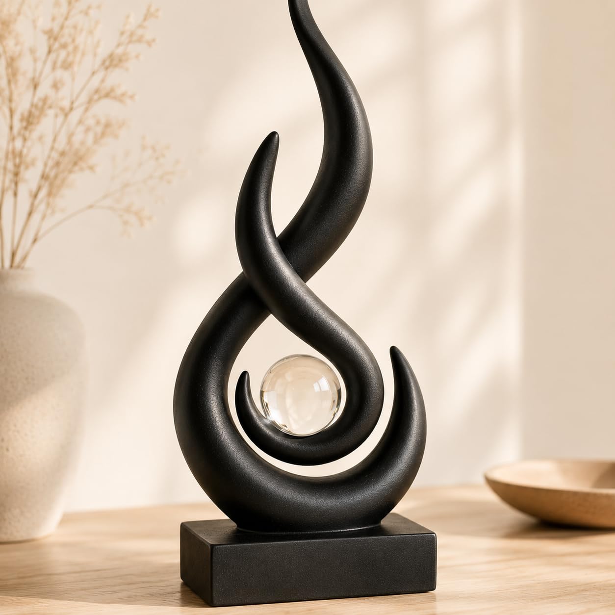 ClookRack Modern Abstract Sculpture Decor, Black Resin Art Statue