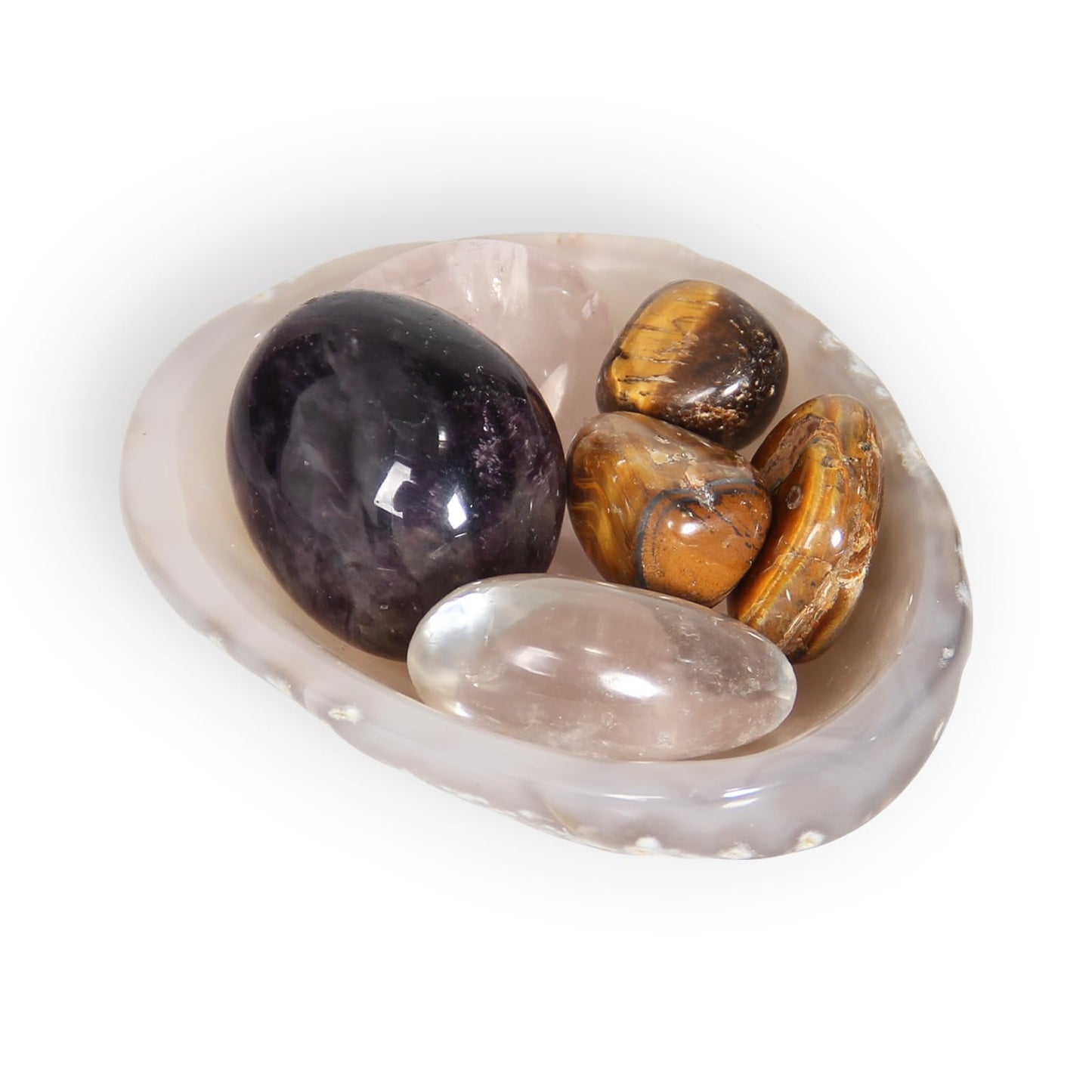 Orientrea Agate Decorative Bowls, Approximately 3.1"- 4.1", Hand Polished Gem Stone Bowls, Natural Raw Crystal Decorative Dish Jewelry Storage Agate Bowl for Meditation, Reiki, Healing