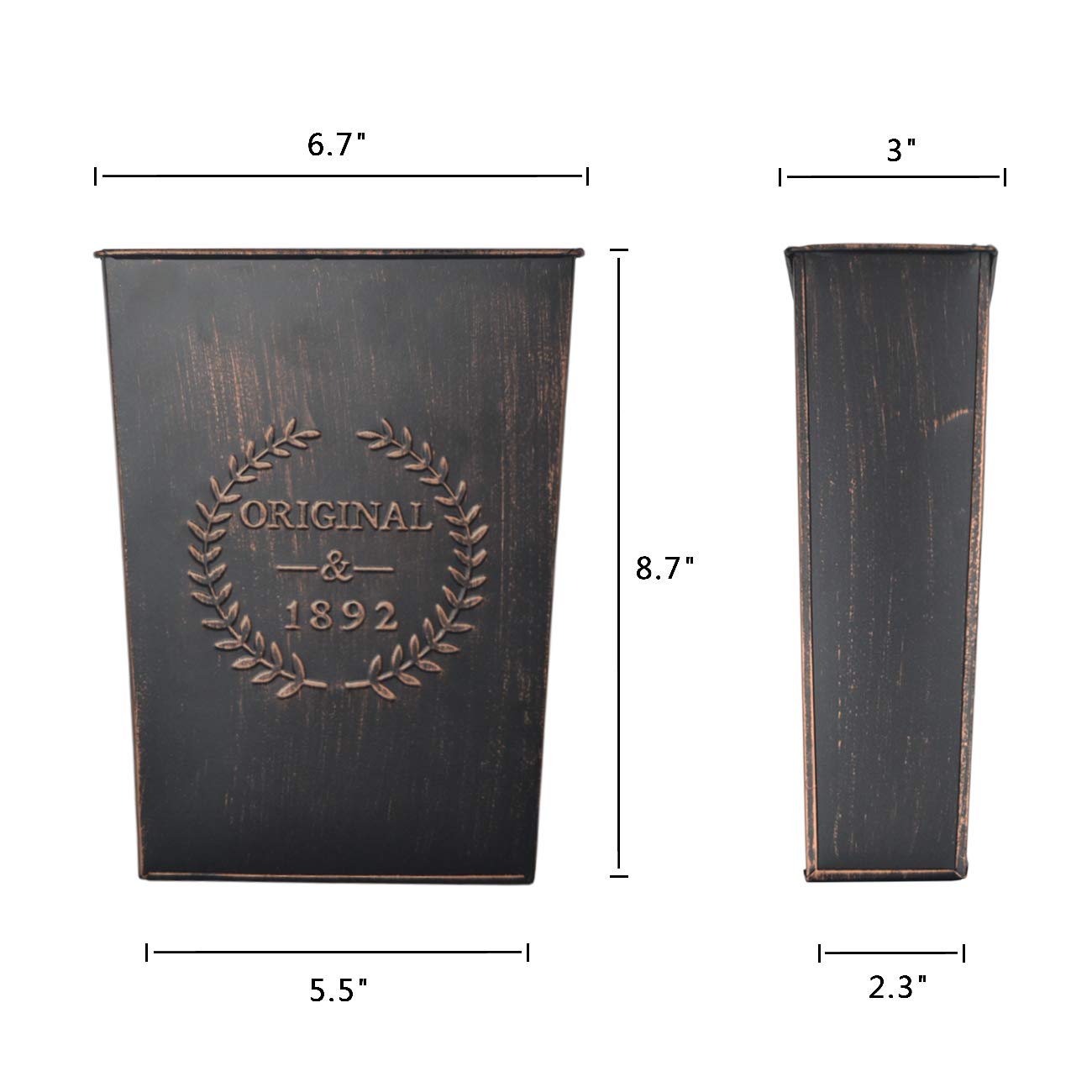 LESEN Rustic Metal Wall Planter Country Home Hanging Wall Vase Pocket for Plants or Flower Indoor or Outdoor Farmhouse Wall Decor,Set of 2
