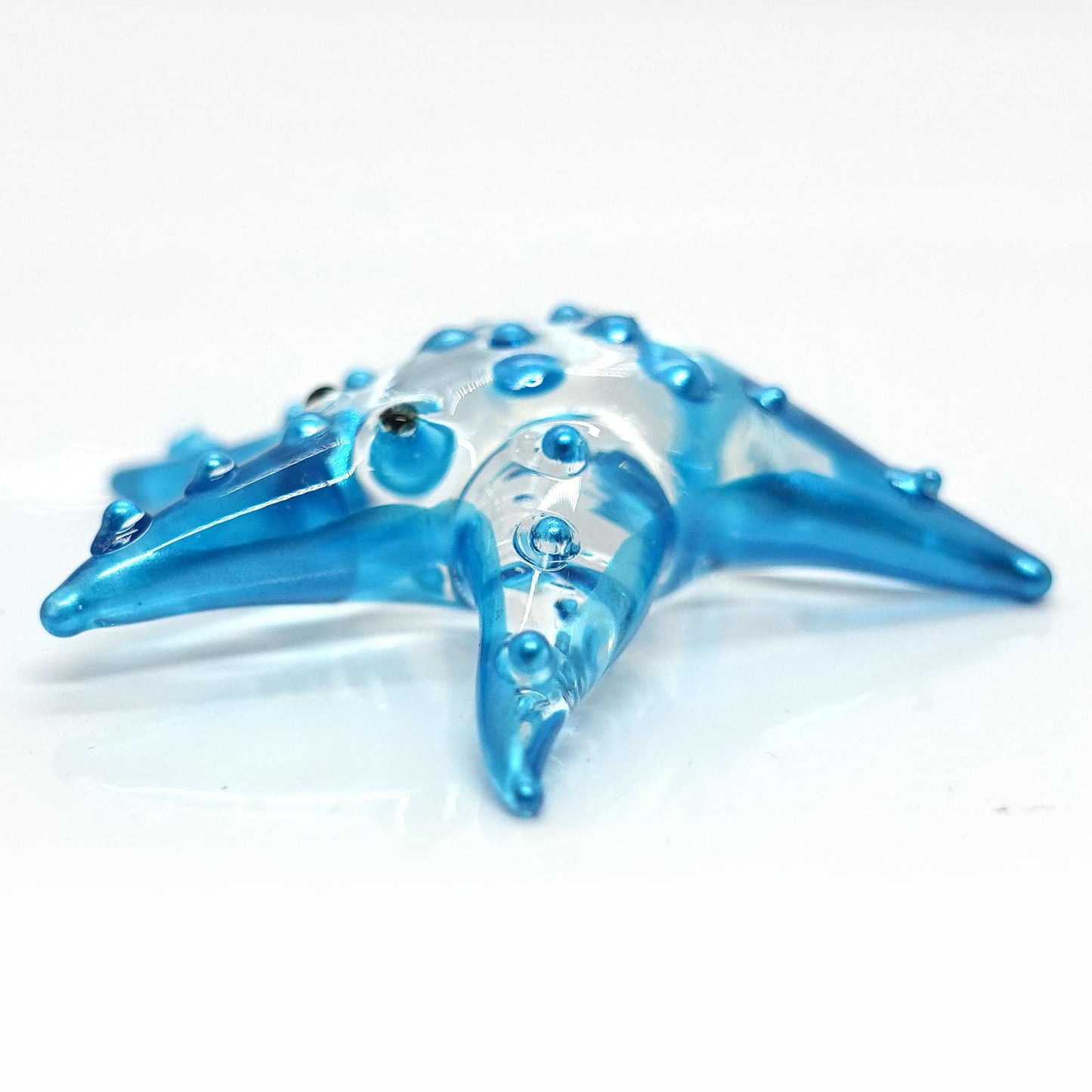 Sansukjai Starfish Tiny Miniature Figurines Animals Hand Painted Blown Glass Art Collectible Gift Decorate (Clear Blue)
