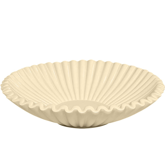 OGANGART Brown Decorative Bowls for Home - Stylish Flat Purse Bowls - Round Foyer Key Bowl - Handmade Resin Scalloped Ruffle Bowl for Display Centerpiece