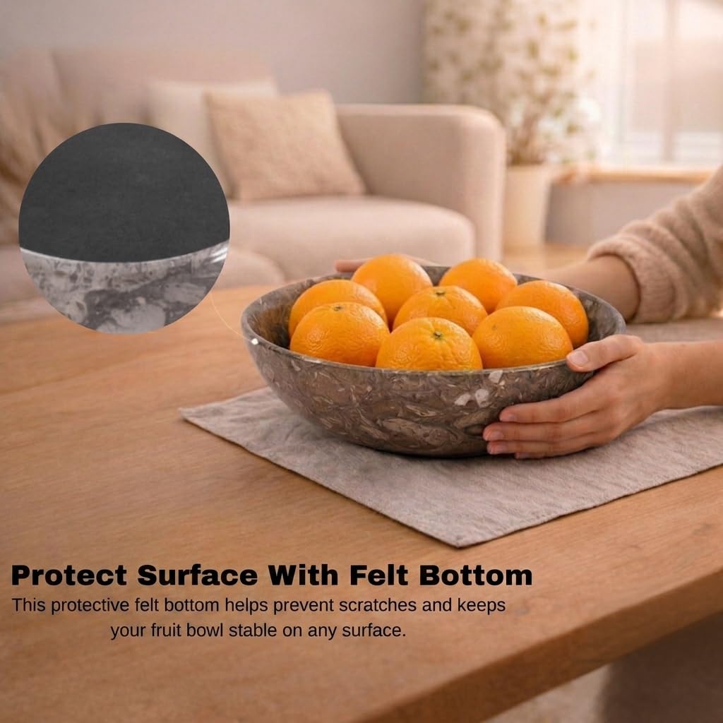 Radicaln Marble Fruit Bowl 10" Inches Oceanic Handmade Decorative Bowl For Kitchen Table, Ideal Key Holder, Candy Dish and Fruit Bowl For Kitchen Countertop