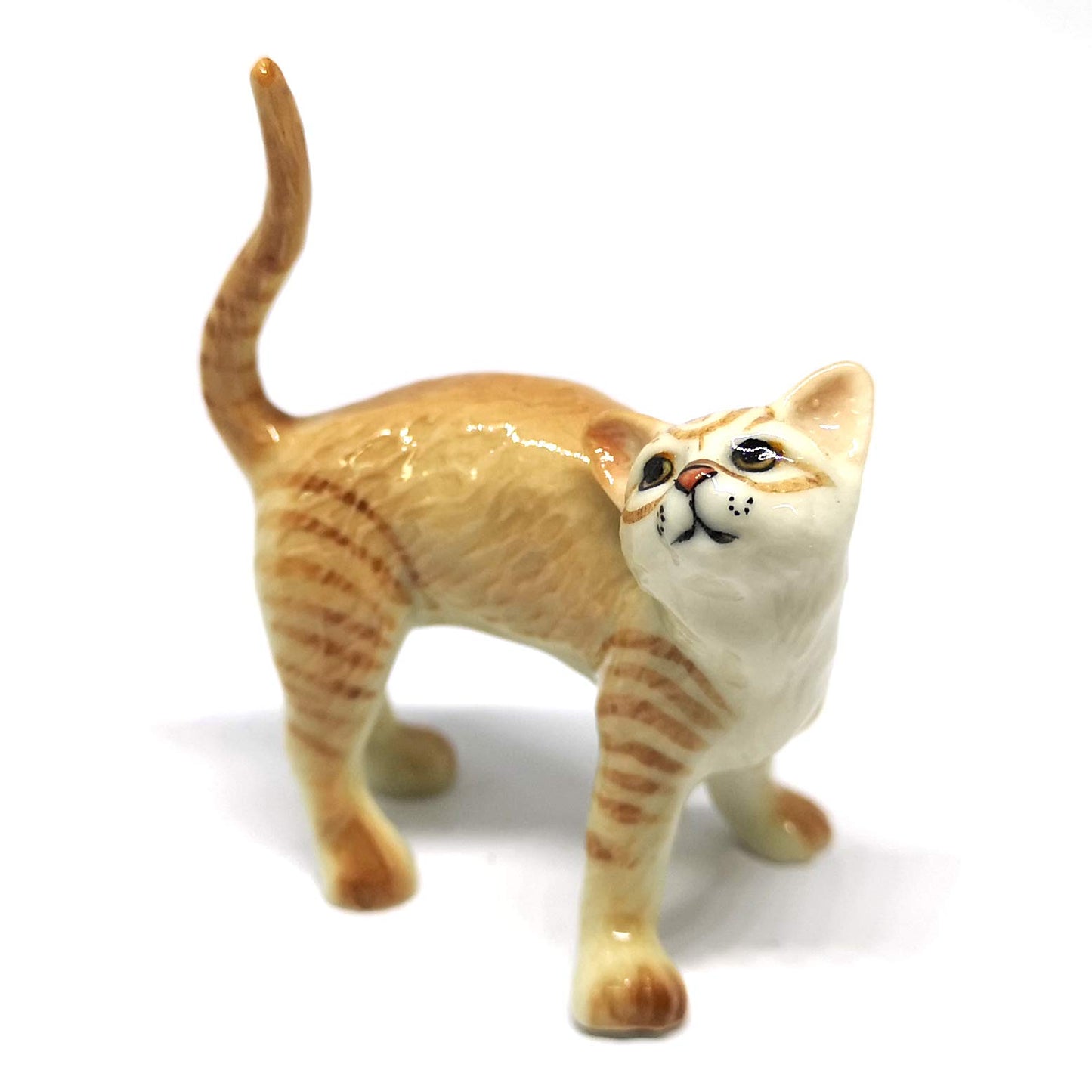 ZOOCRAFT Ceramic Orange Tabby Cat Figurine, Hand-Painted Stoneware Kitten Sculpture for Shelf & Desk — Artisan Gift for Cat Lovers, Cat Moms & Pet Owners