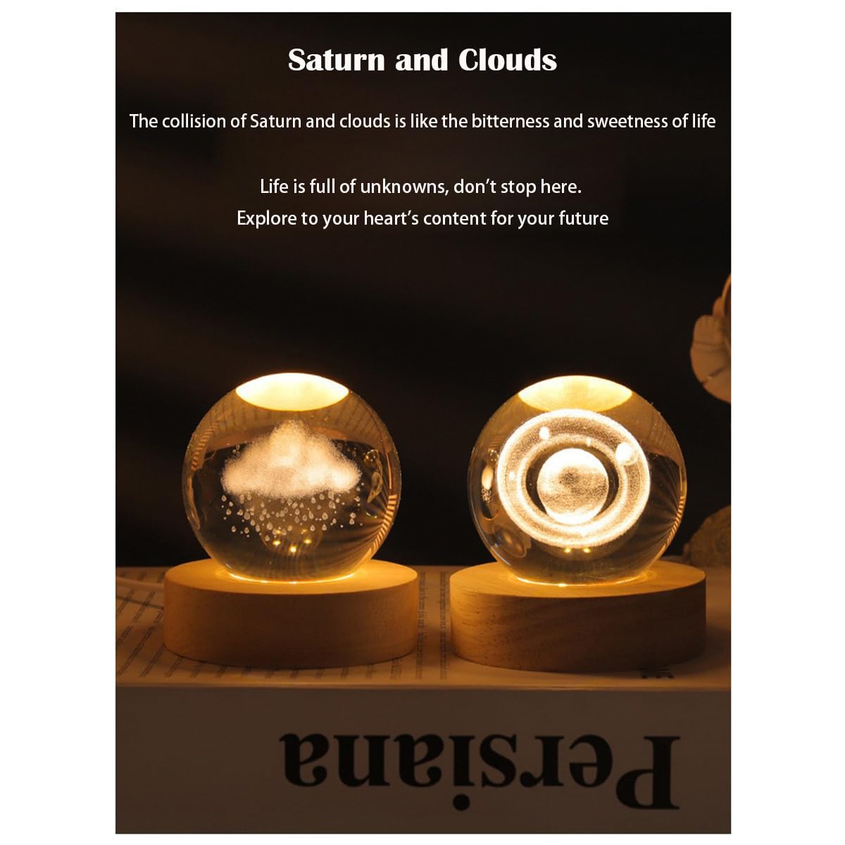 Lizihengpi 3D Crystal Ball Night Light Mood Lighting Cozy Comfort Gifts Home Decor lamp for Bedroom Space Lamps Happy Cozy Comfort Gifts (Rain Clouds)