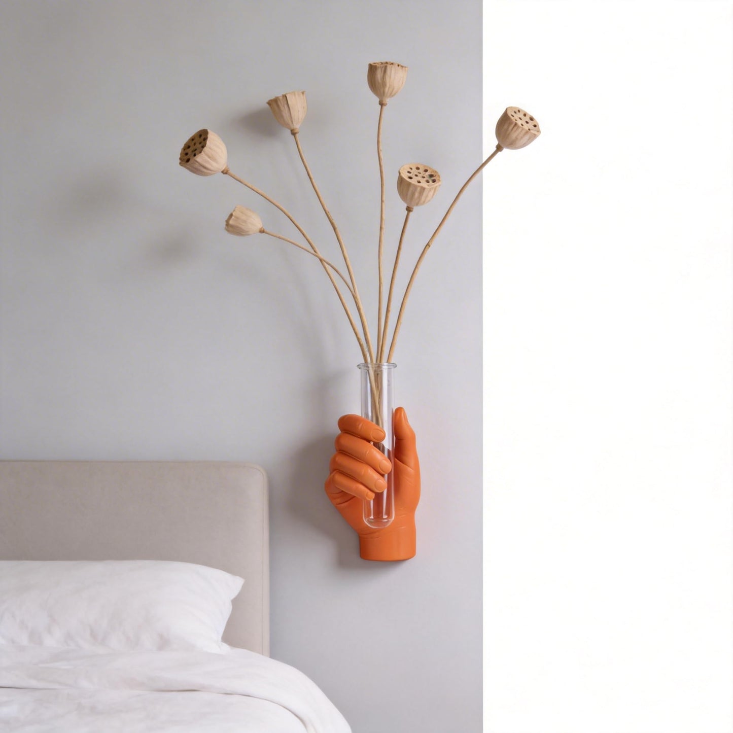 Orange Hand Shaped Wall Vase, Modern Creative Wall Vase, Unique Art Decoration, Stylish Home Decor for Living Rooms, Bathrooms, Patios, Entrances, and Office Decor.
