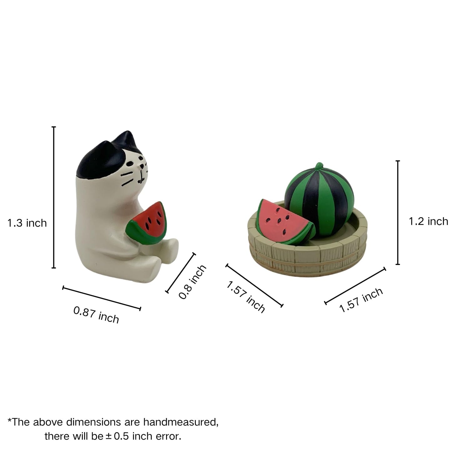ZNWSRY Miniature Cat Figurines - Cute Watermelon Cat Sculpture for Shelf, Desk Decoration - Funny Desk Accessories - Perfect Cute Cat Gift for Cat Lovers