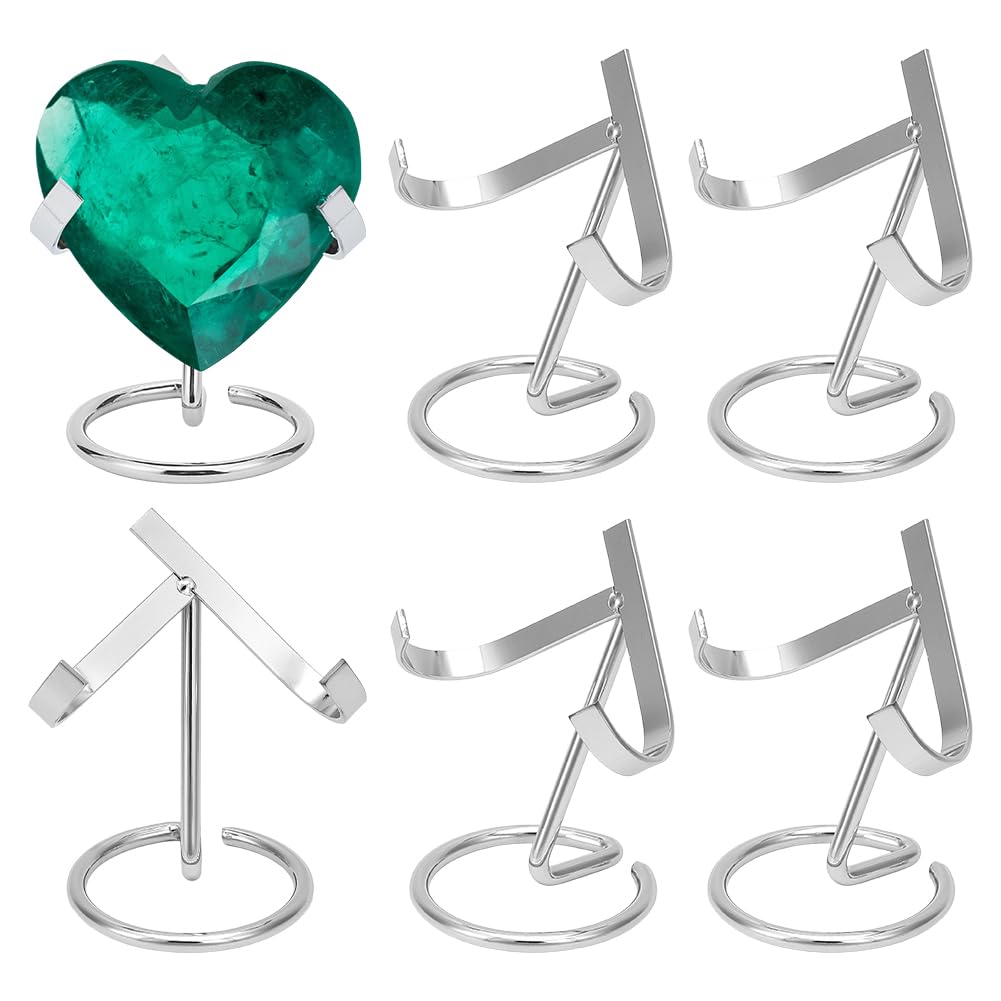 NBEADS 6 Pcs Metal Crystal Ball Holder, Platinum Iron Crystal Ball Ornament Rack Holder Easel Stands for Rocks Decorative Display, 2.4x3.1x3.5inch