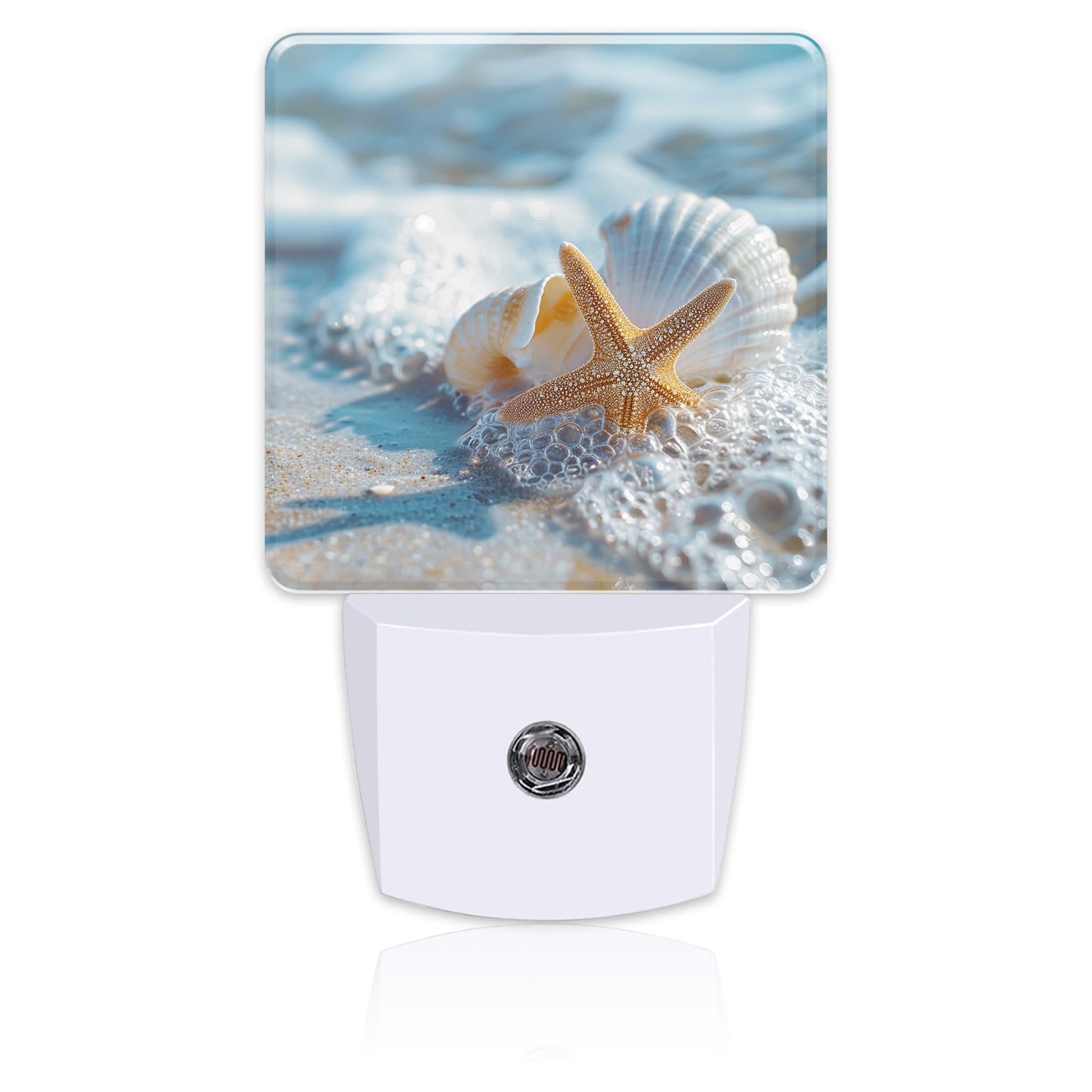 sndheke Starfish Seashell on Beach Night Light Plug into Wall, Summmer Ocean Beach Dusk to Dawn Night Light,0.5w Energy Saving Sleep Friendly Nightlights for Kids Boys Girls Home Decor