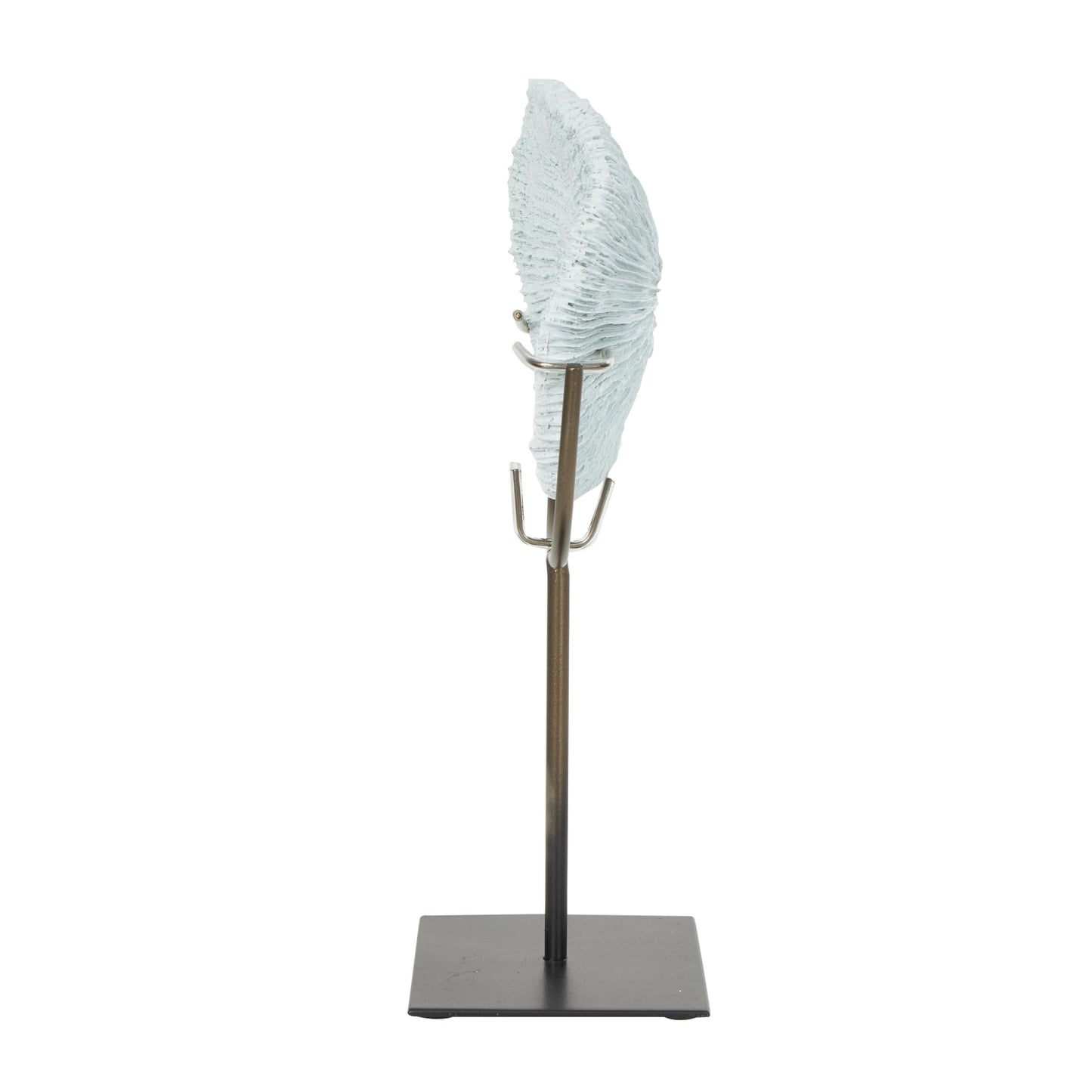 Deco 79 Polystone Coral Decorative Sculpture Textured Home Decor Statue with Bronze Stand, Accent Figurine 6" x 4" x 13", Light Blue