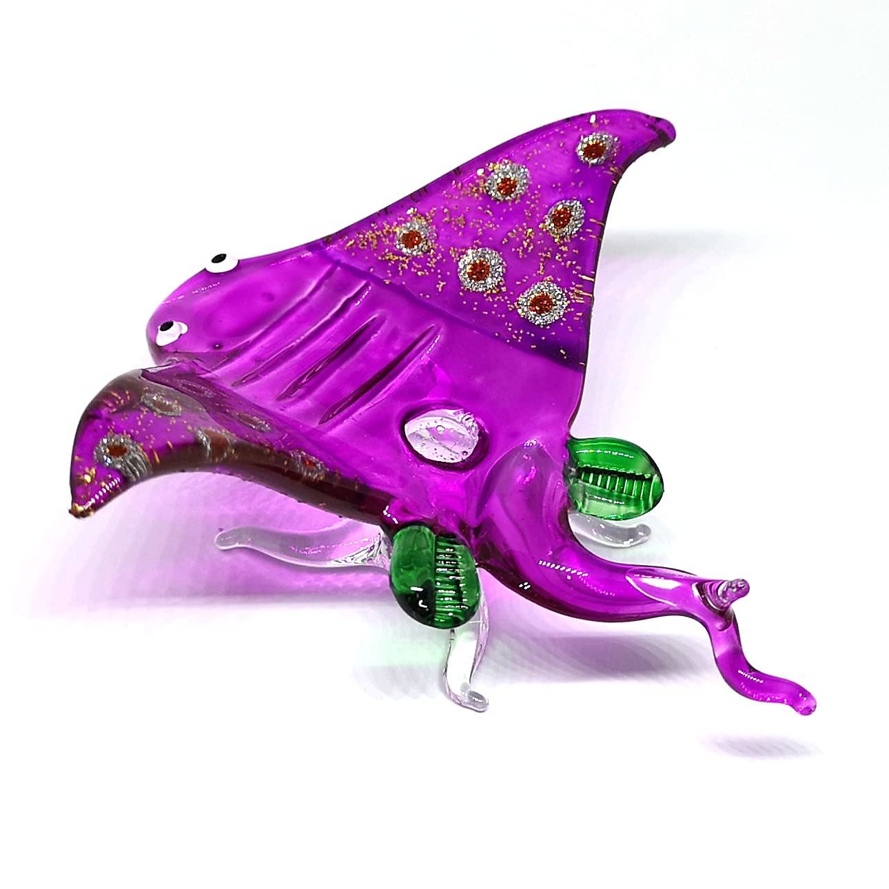 ZOOCRAFT Hand-Blown Glass Stingray Figurine, Artisan Ocean Sculpture for Shelf & Terrarium Display — Handmade Gift for Ocean Lovers, Marine Life Fans & Coastal Collectors