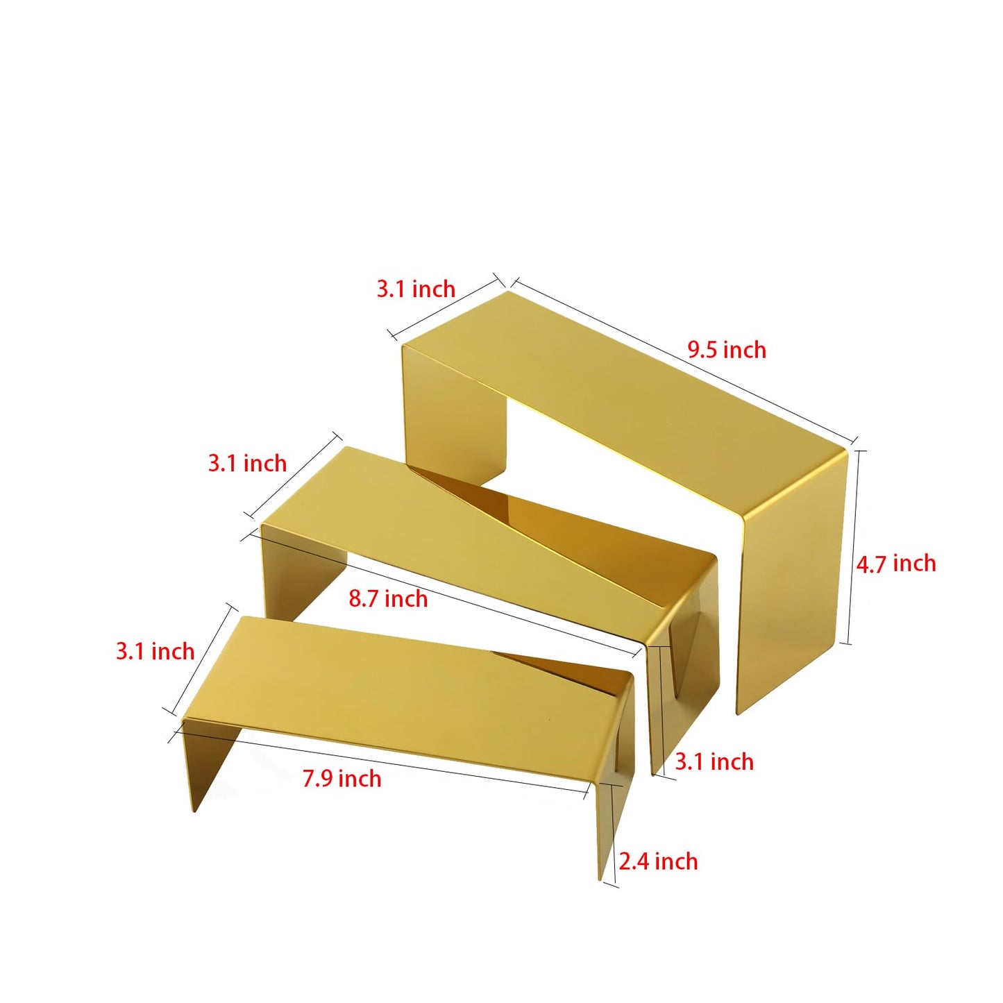 Purse Display Stand, 3pcs Gold Risers Display Stands Stainless Steel, Heavy Duty 22lb Countertop Shoes Stand Handbag Tiered Risers for Home Boutique Retail Store Vendor Display Bags Perfume Jewelry Craft
