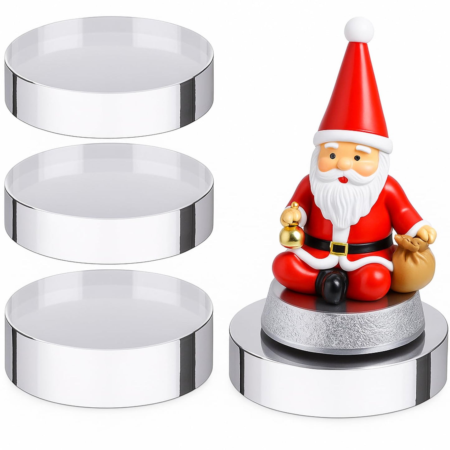 Barydat 4 Pack Acrylic Round Display Blocks Clear Polished Acrylic Jewelry Display Stand Holder Trophy Ring Showcase Base for Table Showing(4" X 4" X 1")