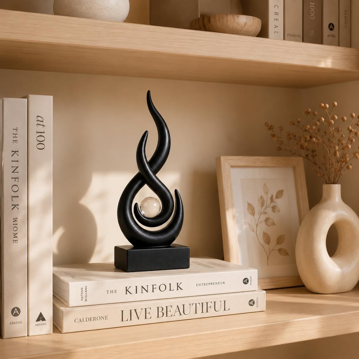 ClookRack Modern Abstract Sculpture Decor, Black Resin Art Statue