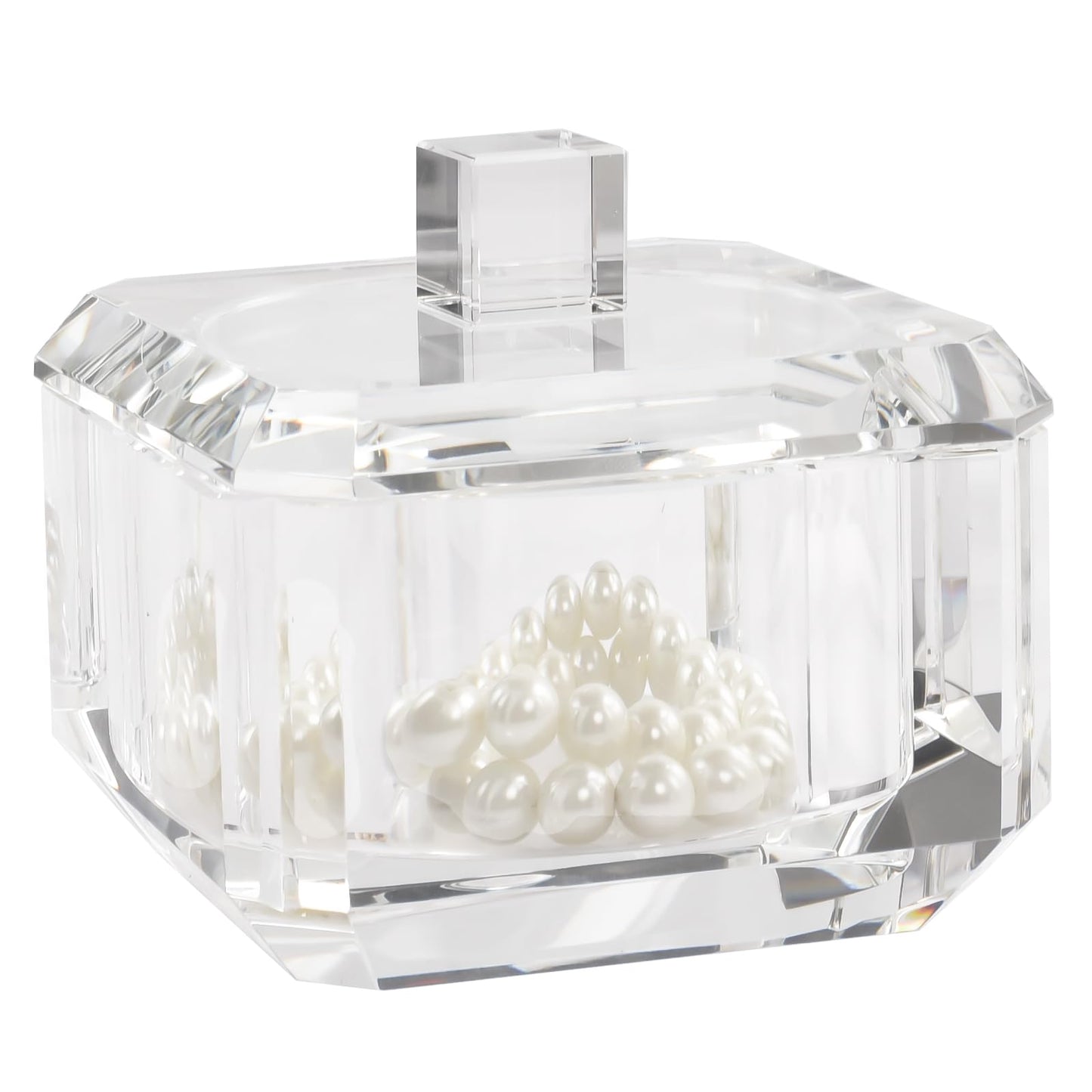 Marvala Crystal Candy Dish with Lid, Clear Candy Containers Desk Decor, Jewelry Box Candy Jar W 4" x H 3.5", Comes With Gift Box