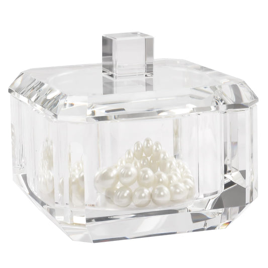 Marvala Crystal Candy Dish with Lid, Clear Candy Containers Desk Decor, Jewelry Box Candy Jar W 4" x H 3.5", Comes With Gift Box