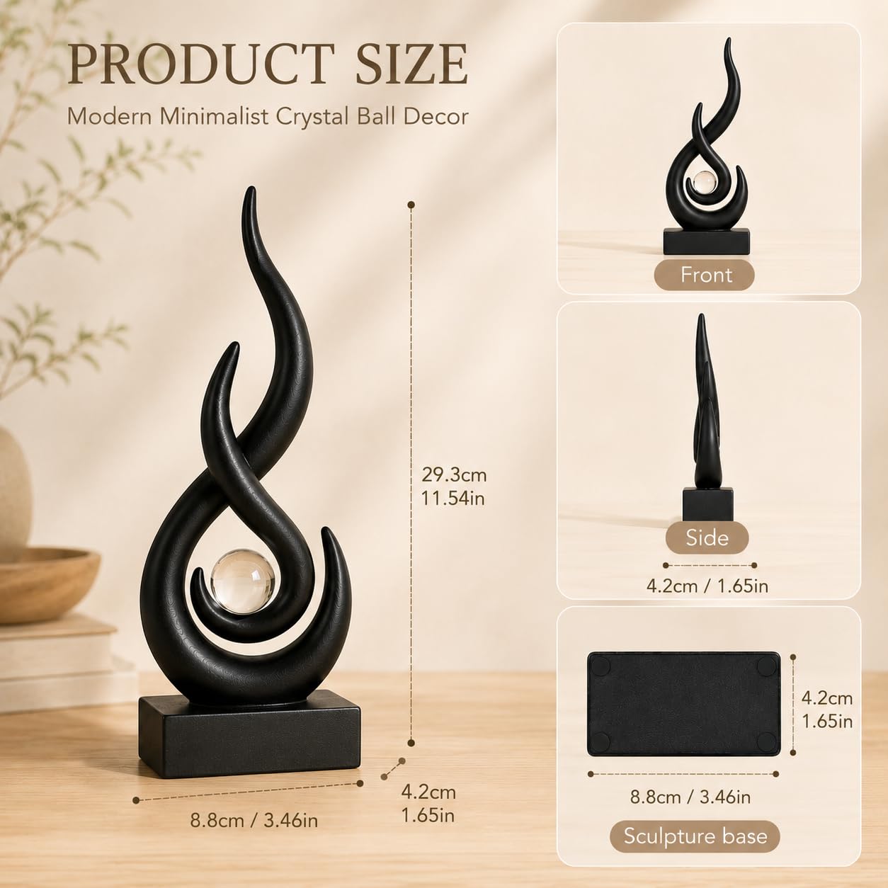 ClookRack Modern Abstract Sculpture Decor, Black Resin Art Statue