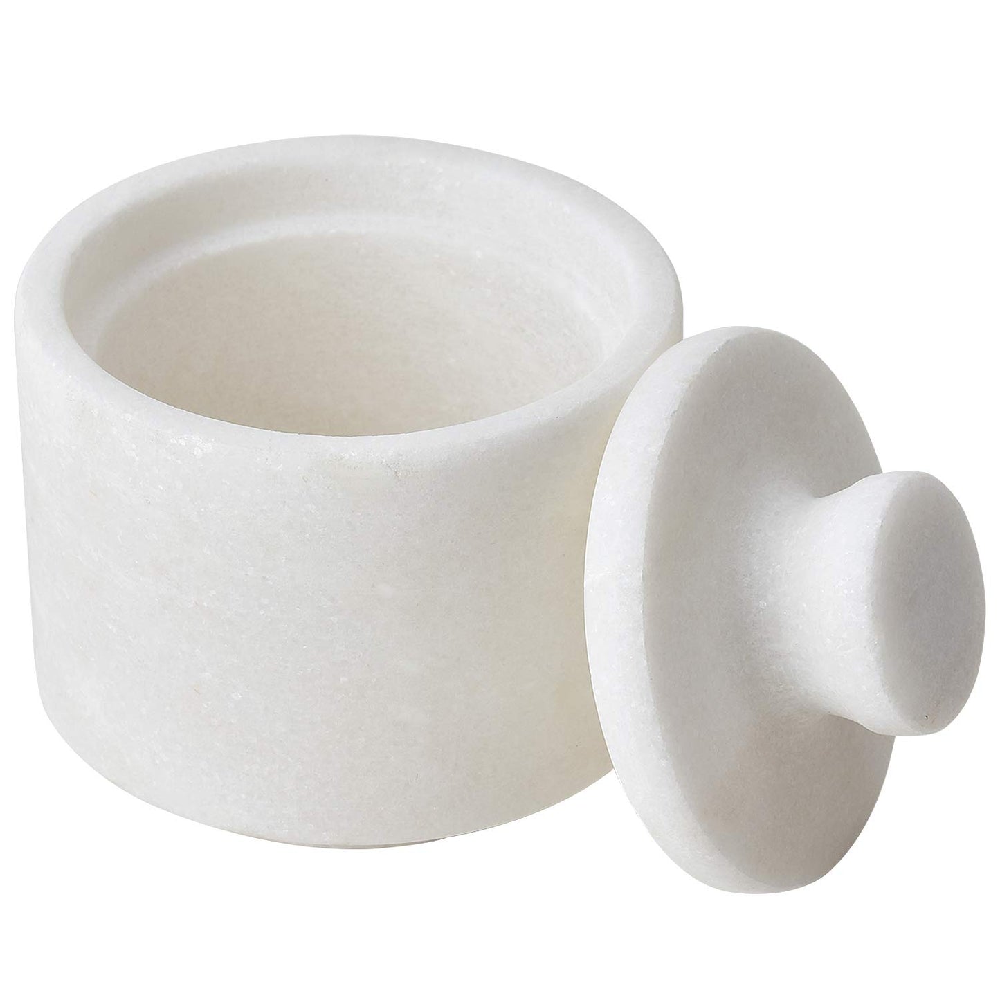 White Marble Salt Cellar Keeper With Lid