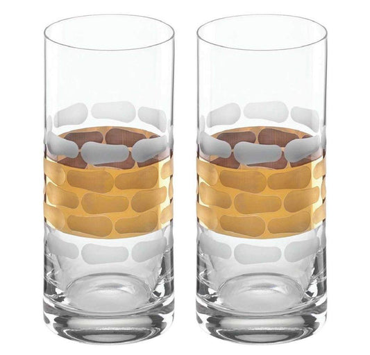 Michael Wainwright Truro Gold Highball Glasses Set of 2, 6.3-Inch
