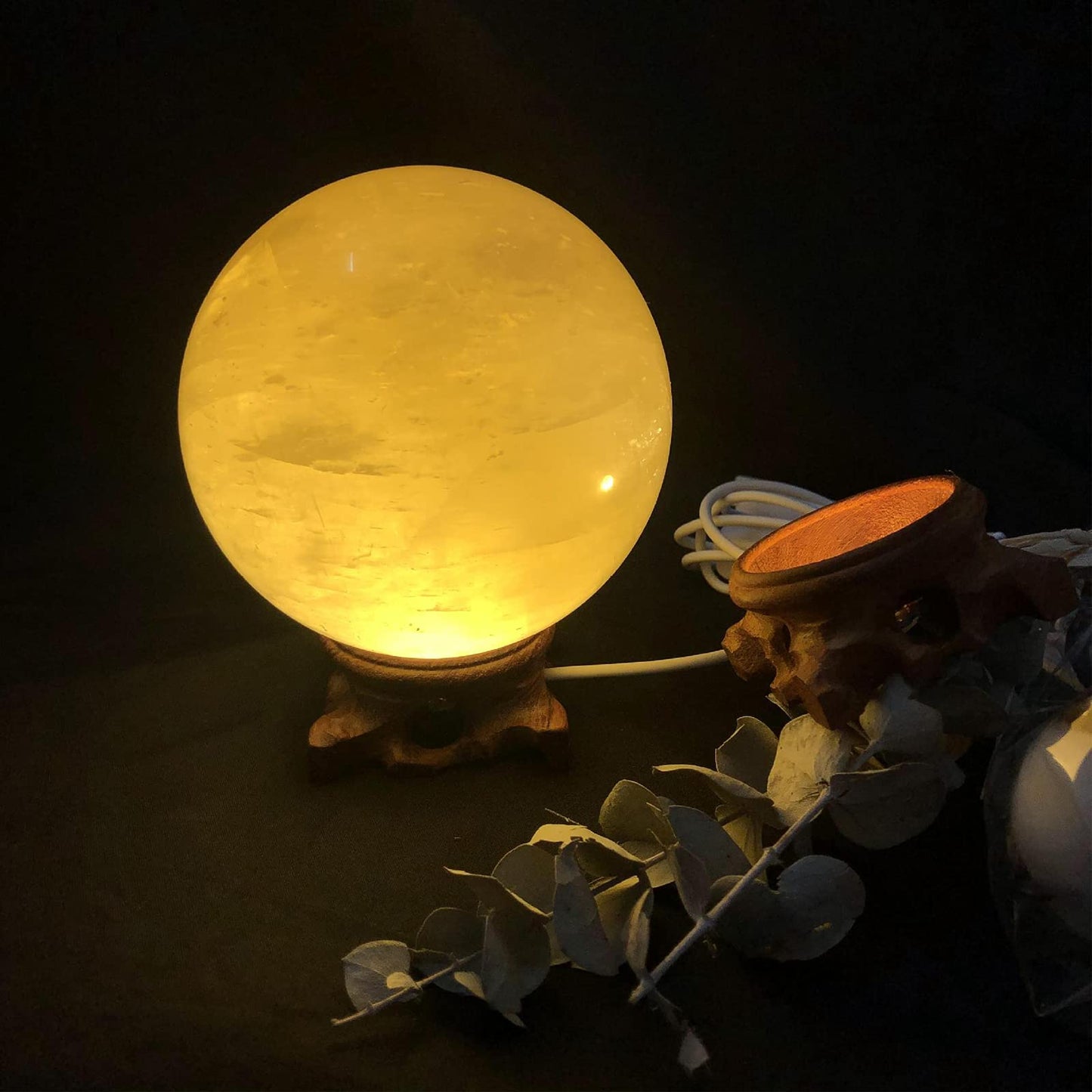 Voaesdk 2PCS Root Carving Wooden Light Display Bases,2 Inch Wood LED Lighted Stand Bases with USB Plug,Available for Resin Crafts Crystal Glass Ball Sphere Light Bulb Projects