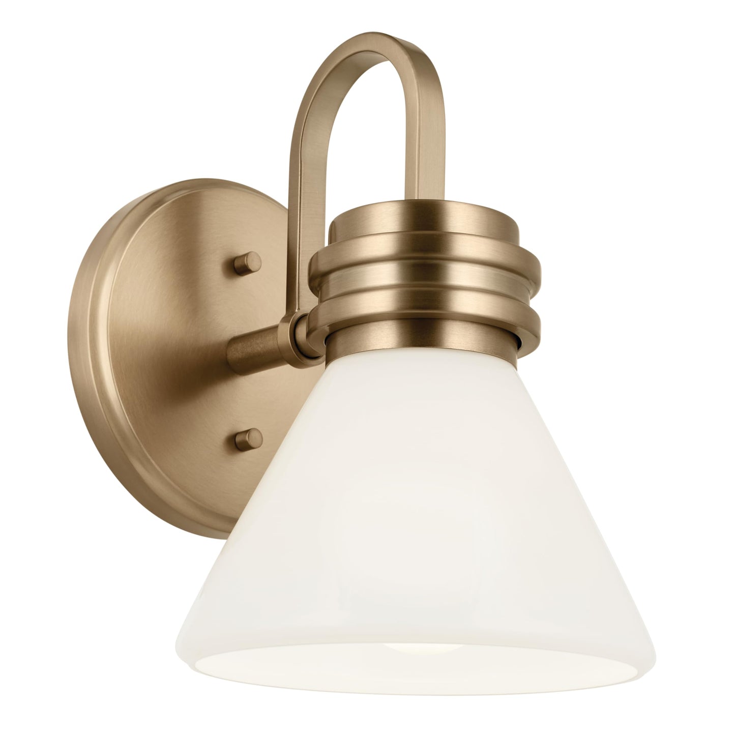 Kichler Farum 9.5 Inch 1 Light Wall Sconce with Opal Glass in Champagne Bronze, for Fireplace, Kitchen, Bedroom, Hallway, or Vanity, (7.25" W x 9.5" H), 55153CPZ