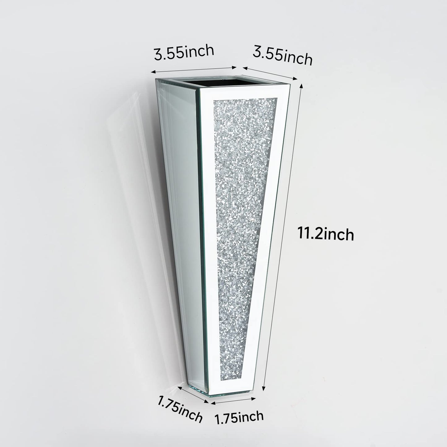 Crystal Wall Vase Hanging Flower-vase - Silver Crushed Diamond Mirrored Container Flower Vase Home Decor for Living Room, Dining Room, Bedroom, Set of 2 （11.2 Inch High） Wittolins