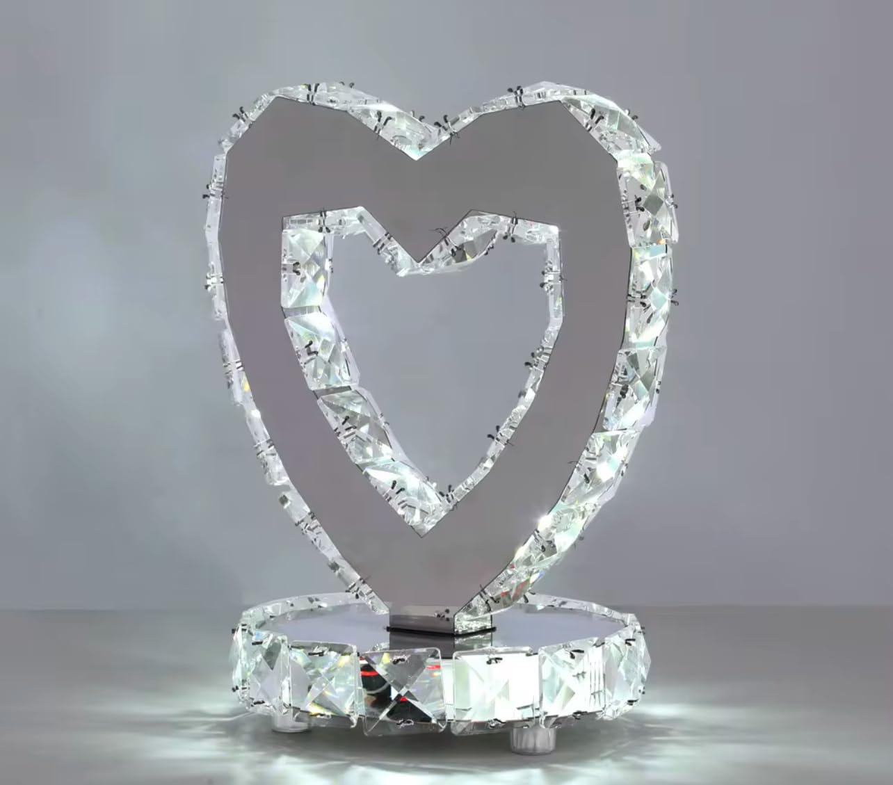 Vase Branch Glass Crystal Heart Table Lamp, LED Light