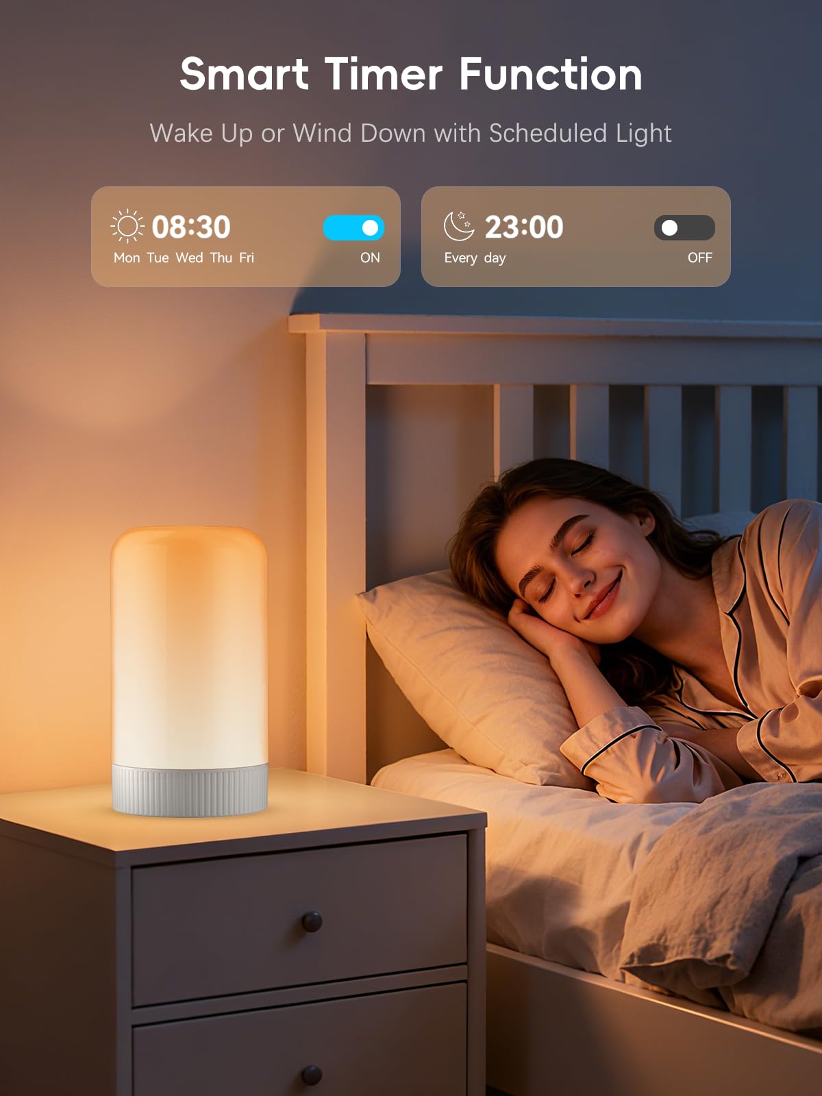 RGBICWW Smart Table Lamp, Touch Bedside Lamp with App Control, LED Desk Lamp with Music Sync, 30+ Scenes & 16M Colors, Color Changing Lamp for Bedroom Living Room Gaming Dimmable Night Light, Gold