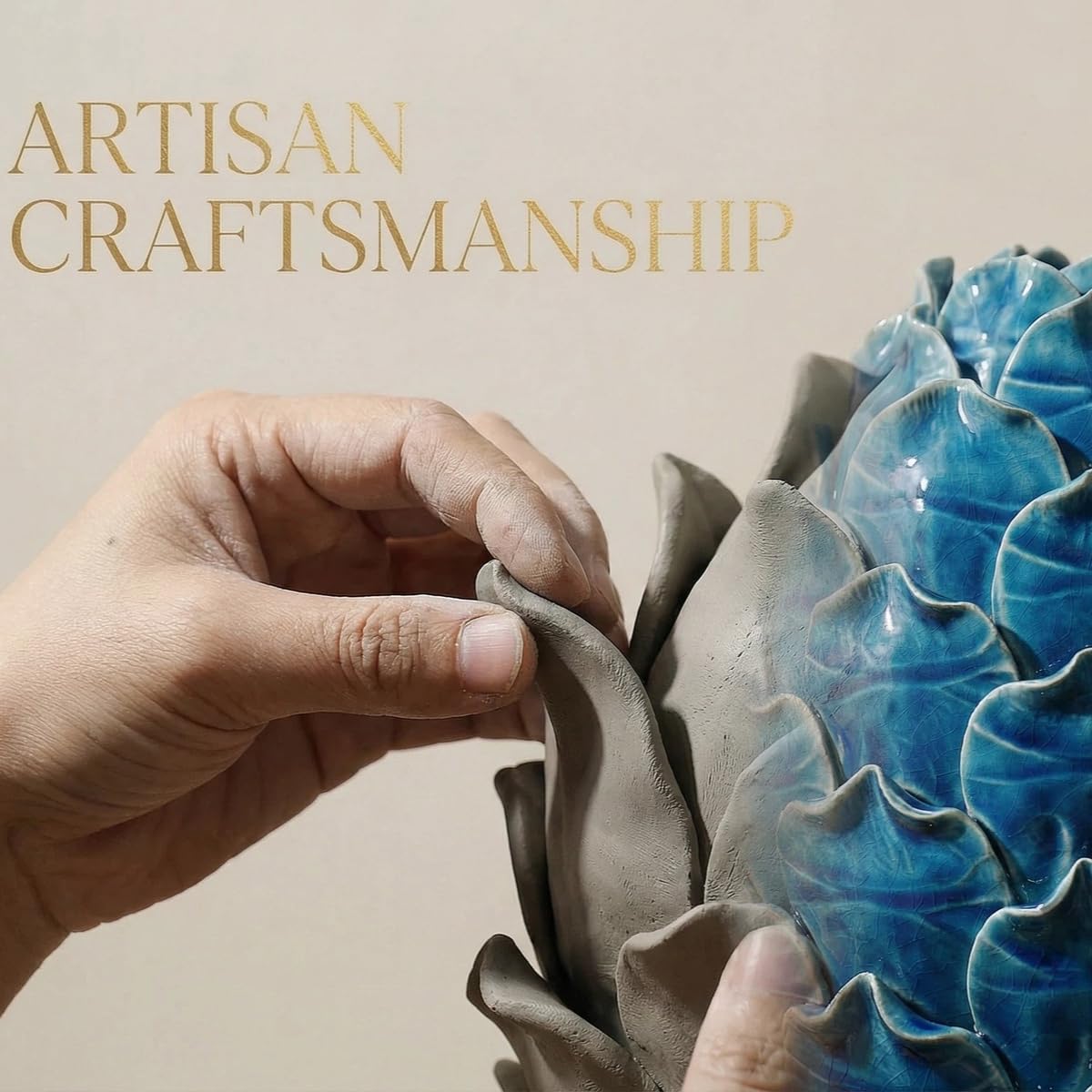CIBAOF Blue Ceramic Artichoke Statue