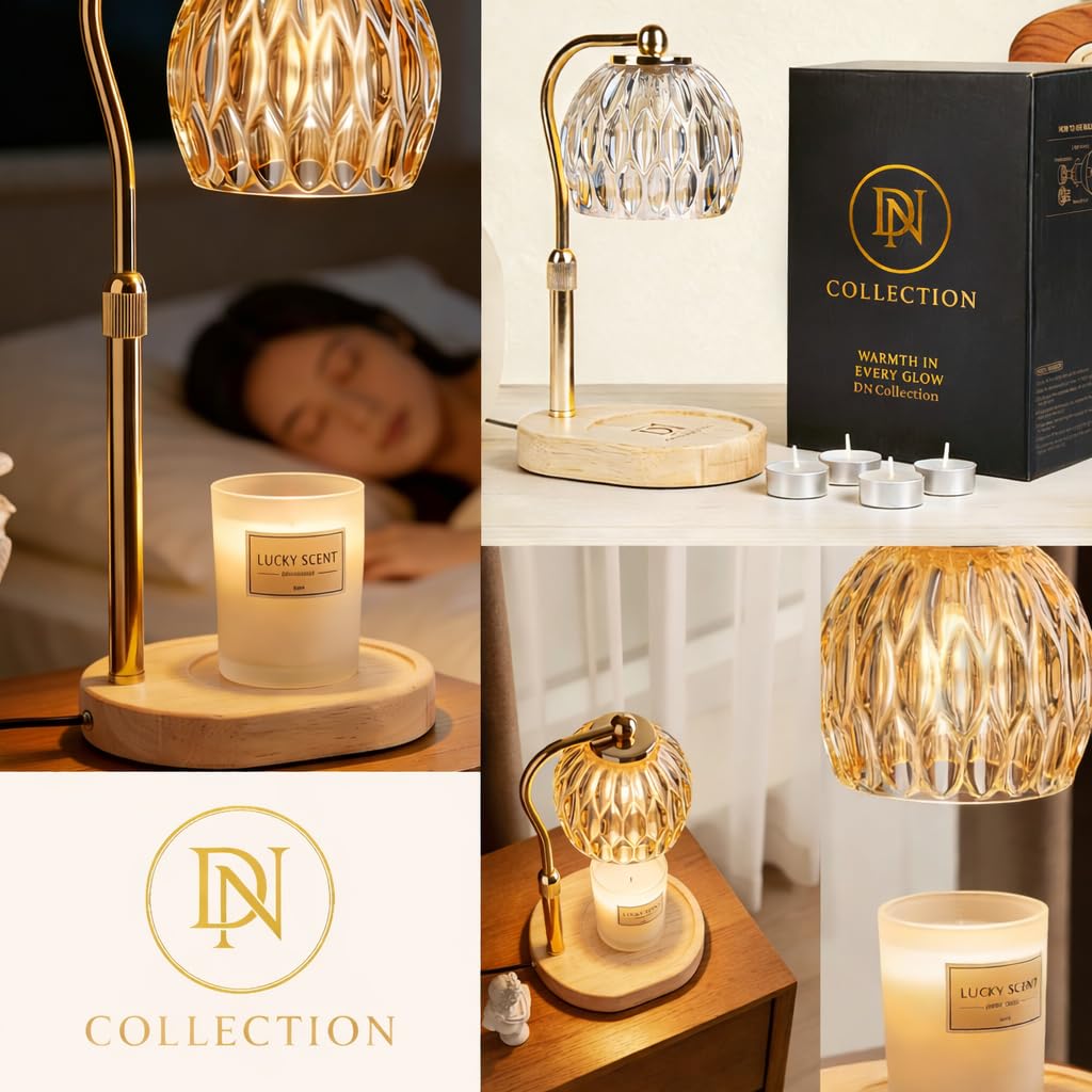 Crystal Candle Warmer Lamp with Timer and Dimmer, Adjustable Height Electric Candle Warmer for Jar Candles, Flameless Wax Melt Warmer, Glass Candle Warmer Lamp – DN Collection
