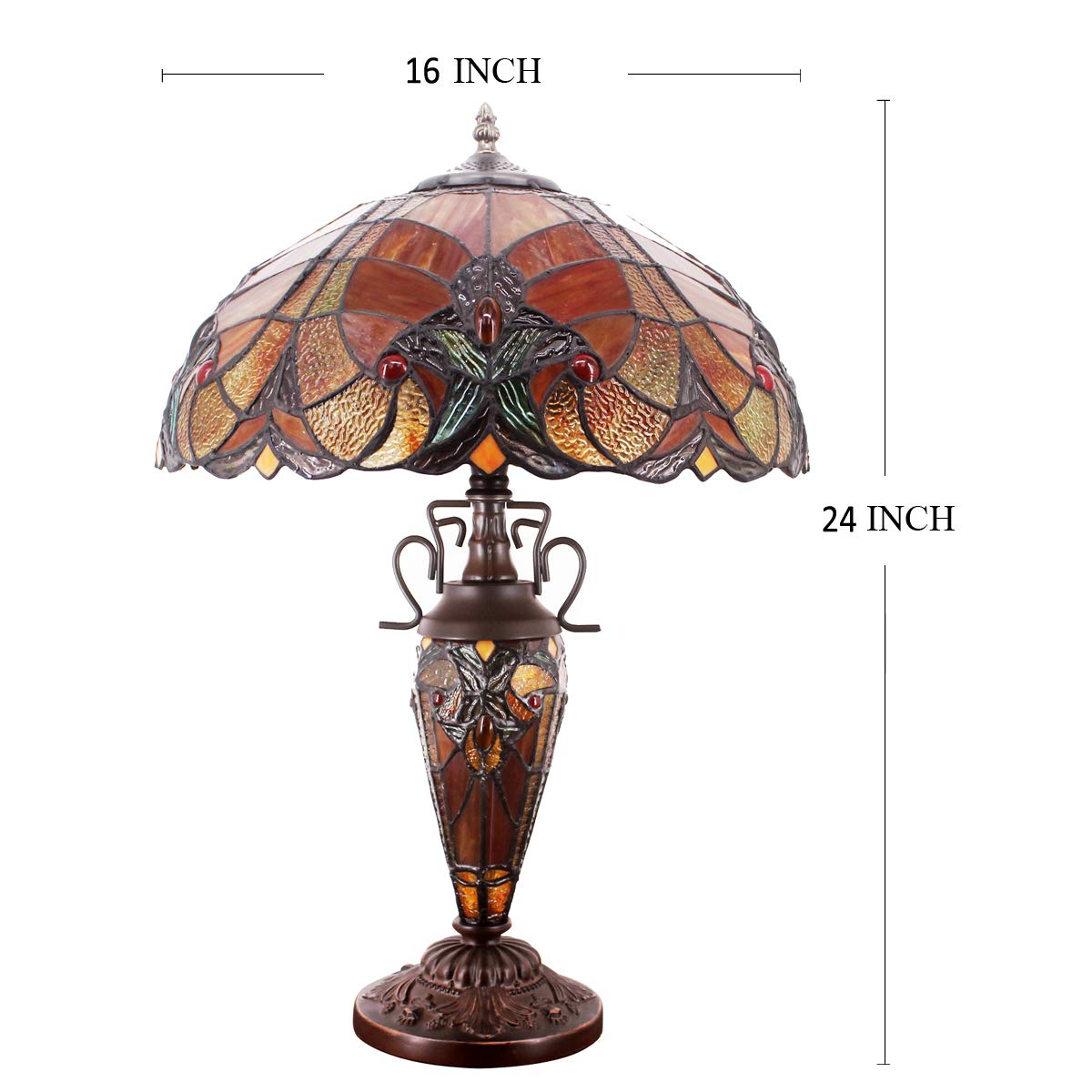 WERFACTORY Tiffany Lamp Red Stained Glass Mather-Daughter Vase Table Lamp