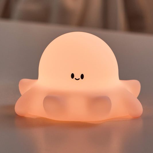 Lustrinex Cute Octopus Rechargeable Silicone Night Light for Kids, Dimmable Touch Control Nightlight with Timer, Portable USB Baby Night Lamp for Nursery, Bedroom