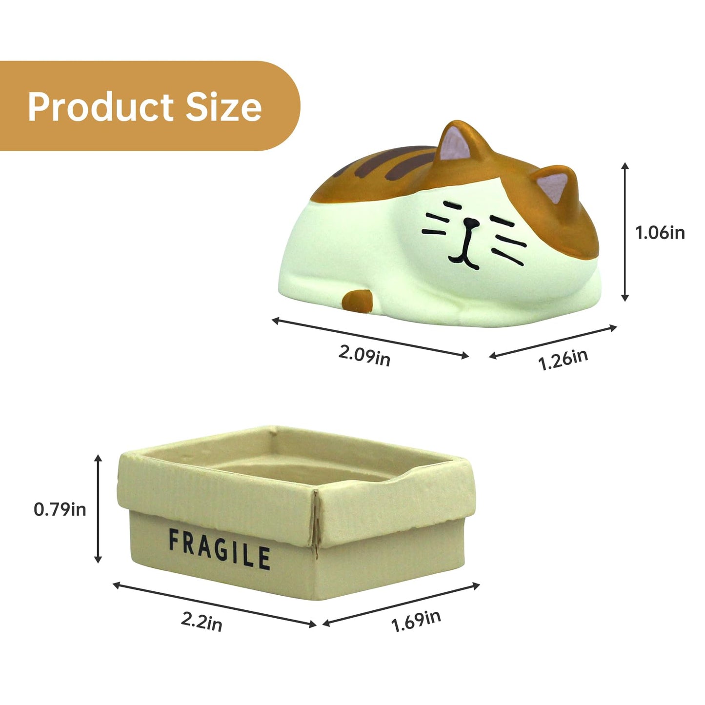 RAQWI Cute Box Cat Figurine Resin Cat for Office, Home Decoration Perfect Cute Cat Gift for Cat Lovers