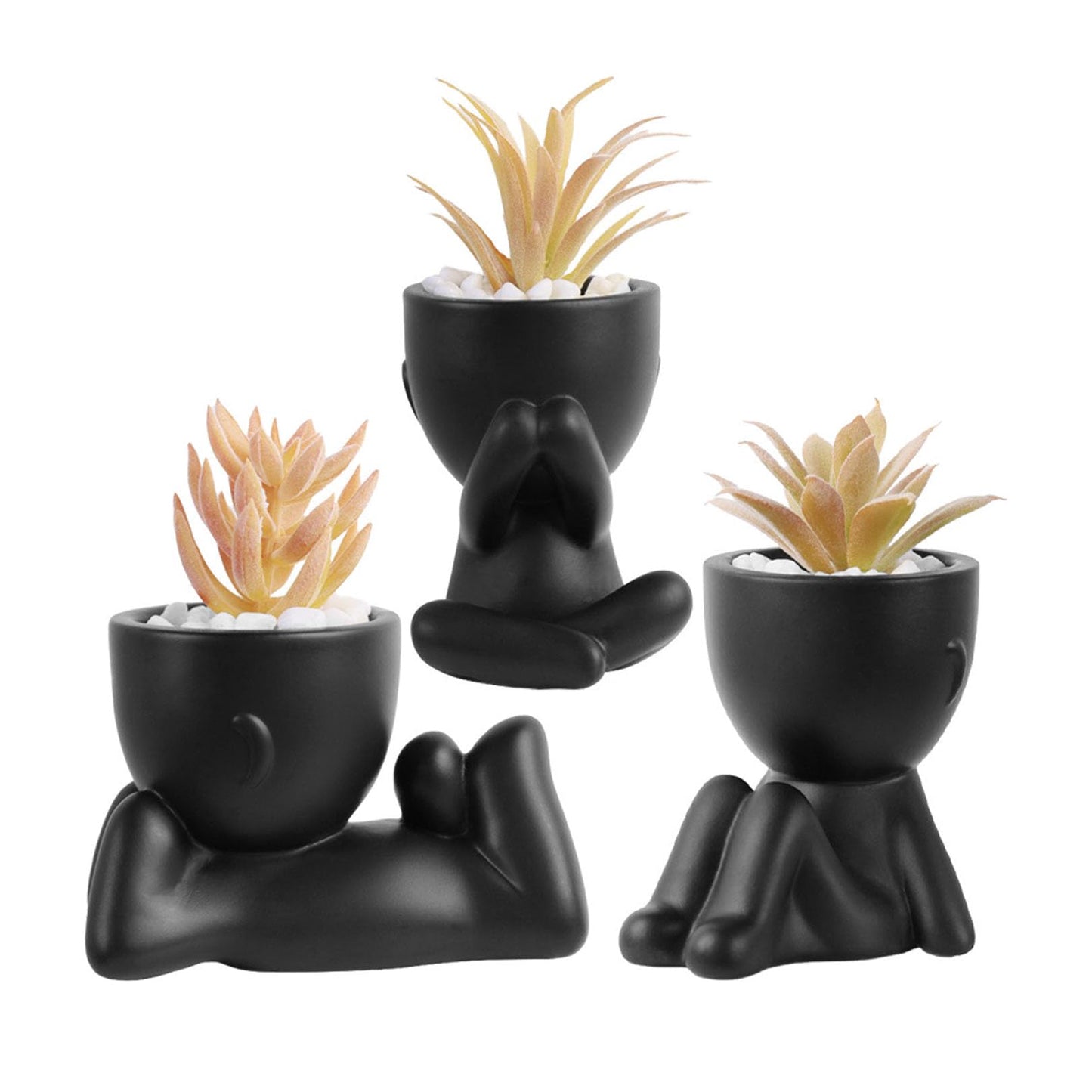 EMINGSKY 3 Pack Fake Plants Succulents Plants Artificial for Women,Office Desk, Bedroom,Bathroom Aesthetic Decor