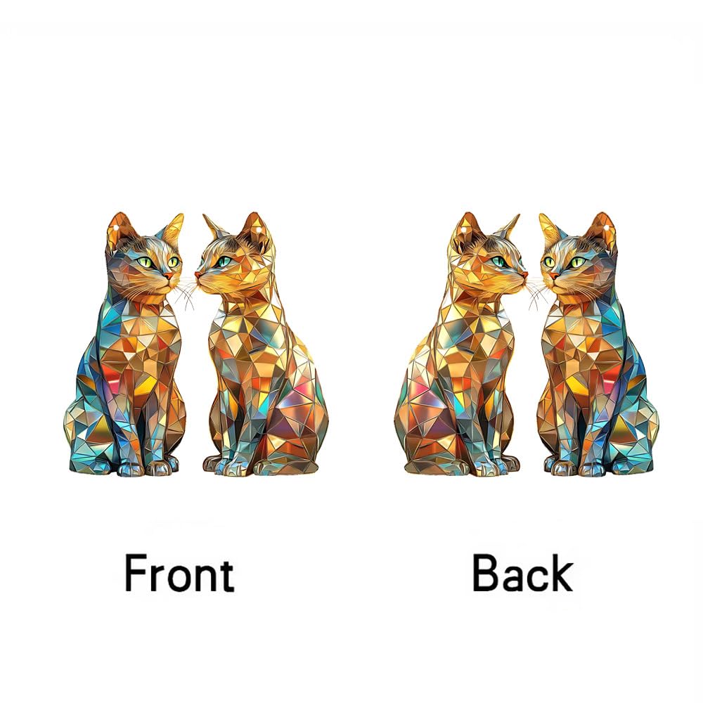 Two Cats Stained Window Hanging Ornament, Kittens Shape Stained Acrylic Double-Sided Printed Window Panel, Great Gift for Mom Grandma Animal Lover for Birthday Mother's Day or Housewarming