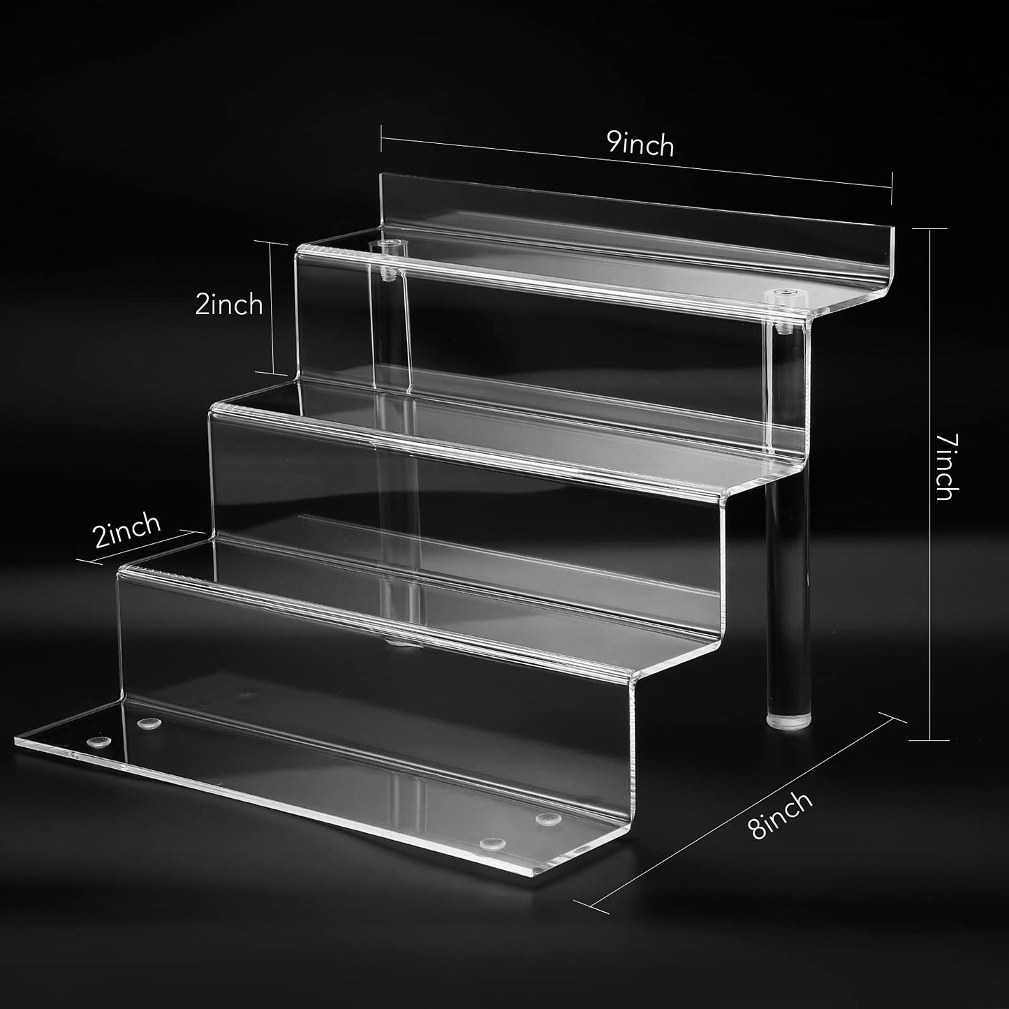 9 Inch Acrylic Shelf for Perfume Organizer in 3 Pack, 4 Tier Funko POP Shelves, Cologne Organizer Tiered Riser Display Stand, Acrylic Display for Decoration