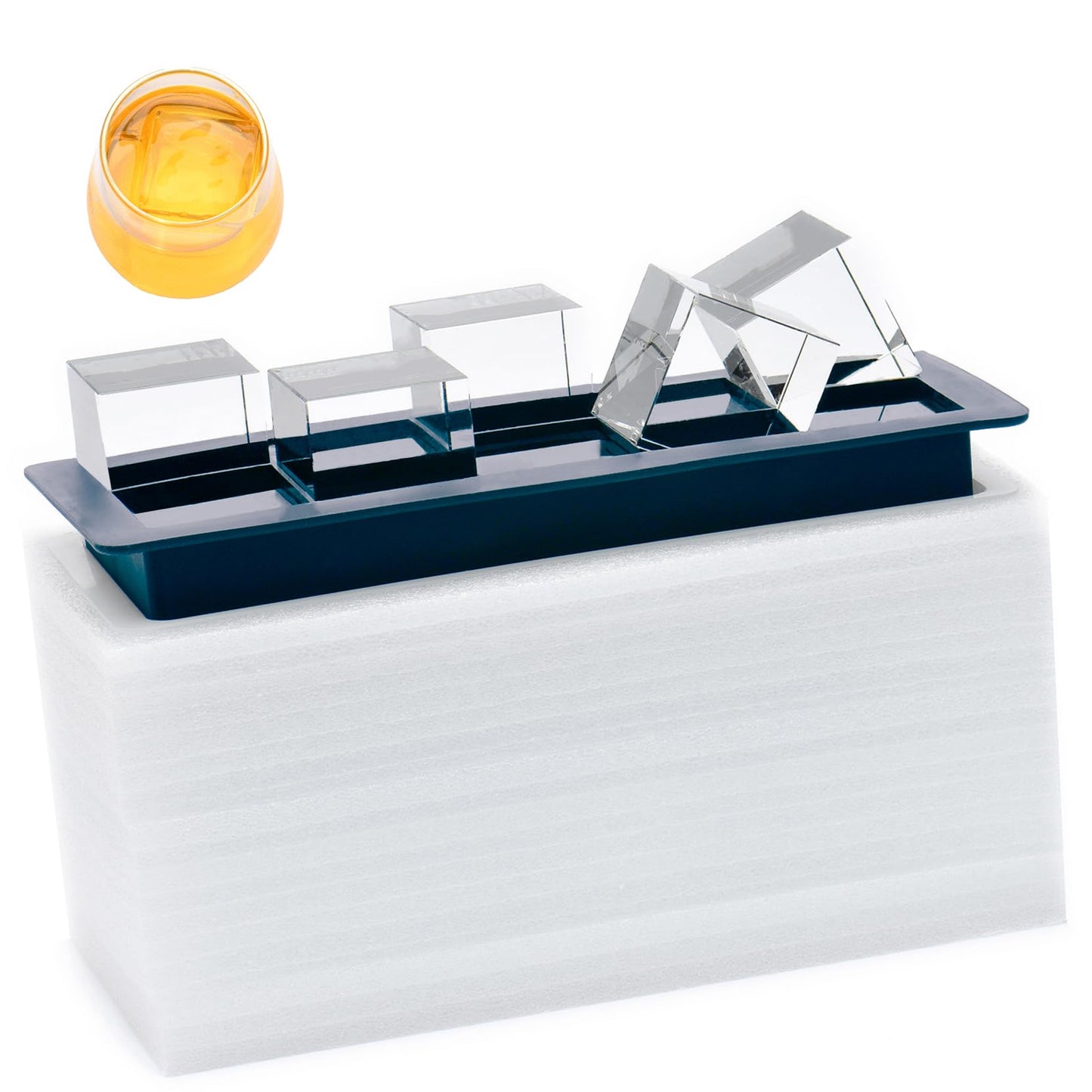 Clear Ice Cube Maker Silicone - Crystal Clear 2 Inch Ice Cube Tray,10 Large Ice Cubes Mold for Whiskey and Cocktail