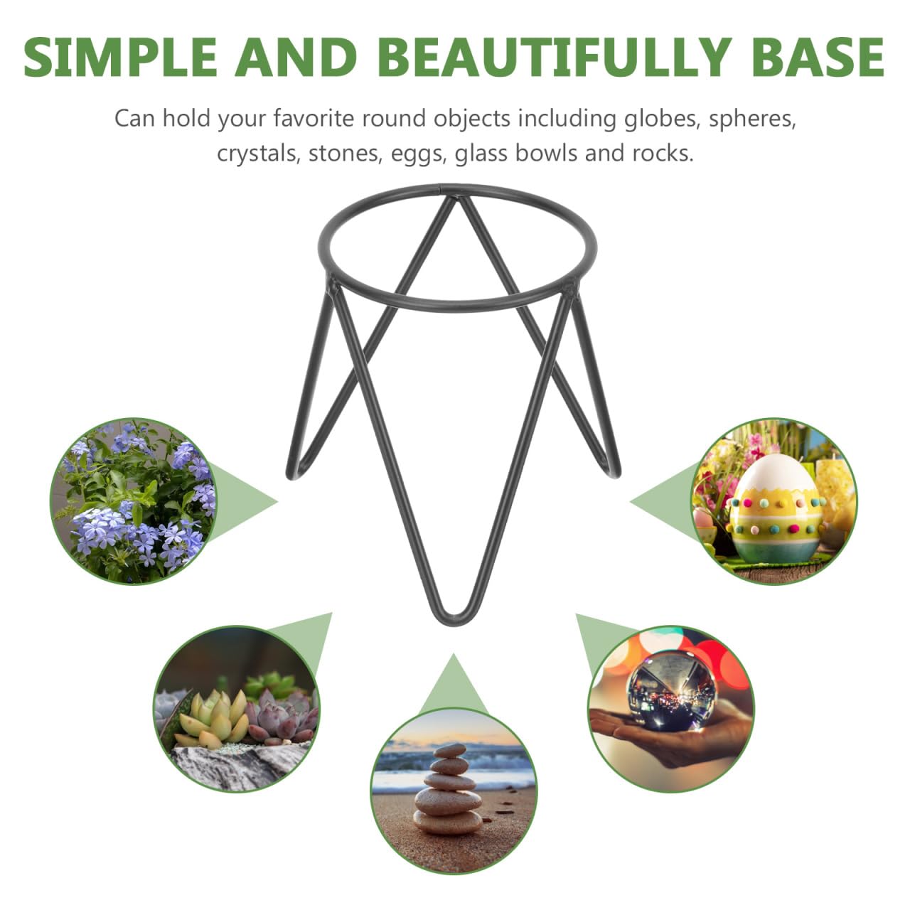 Amosfun Crystal Ball Display Stand 3-Pack Metal Geometric Sphere Holder 3.54X8.85X2.95 Inch for Hydroponic Vase Plant Pot Egg Stand Decorative Ornament Display