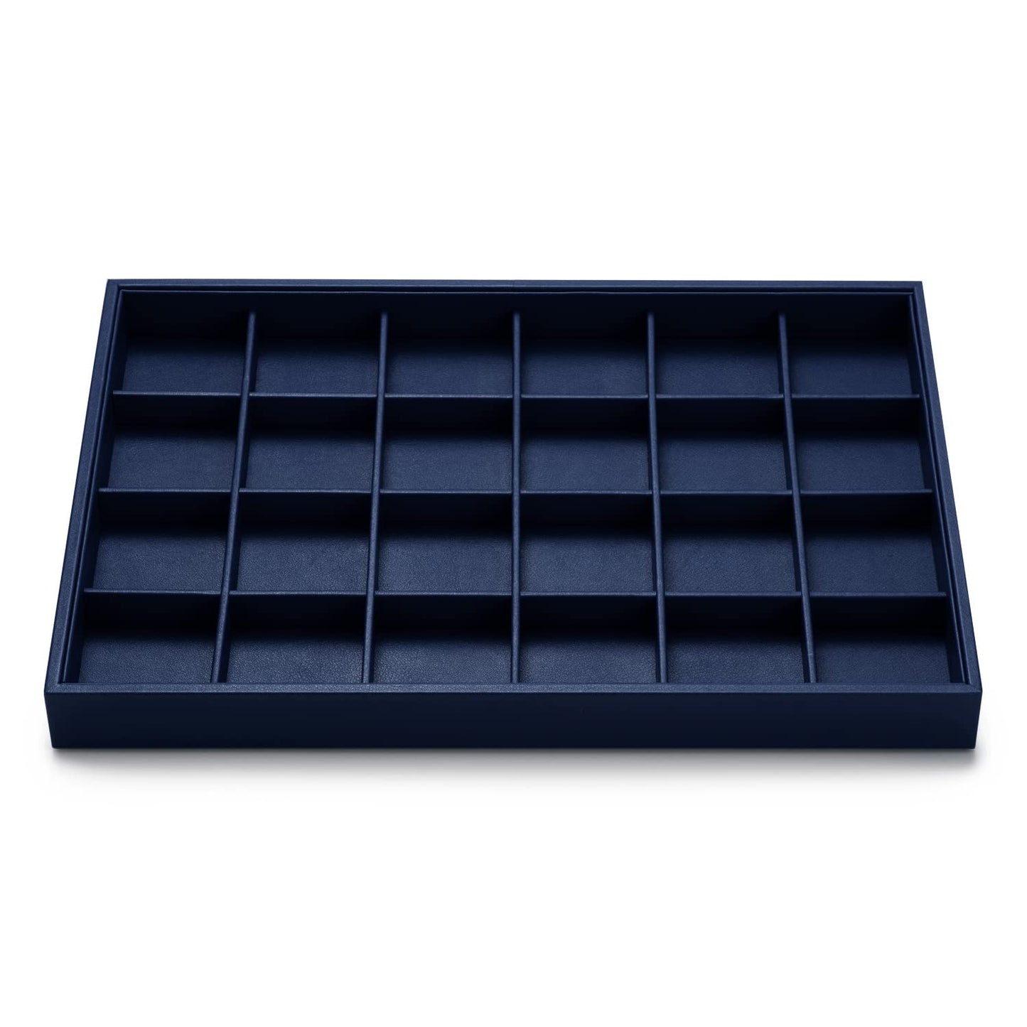 Oirlv Stackable Premium Leather Jewelry Trays 24 Grid Jewelry Organizer for Drawer Rings Earrings Holder Organizer