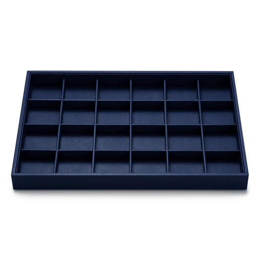 Oirlv Stackable Premium Leather Jewelry Trays 24 Grid Jewelry Organizer for Drawer Rings Earrings Holder Organizer