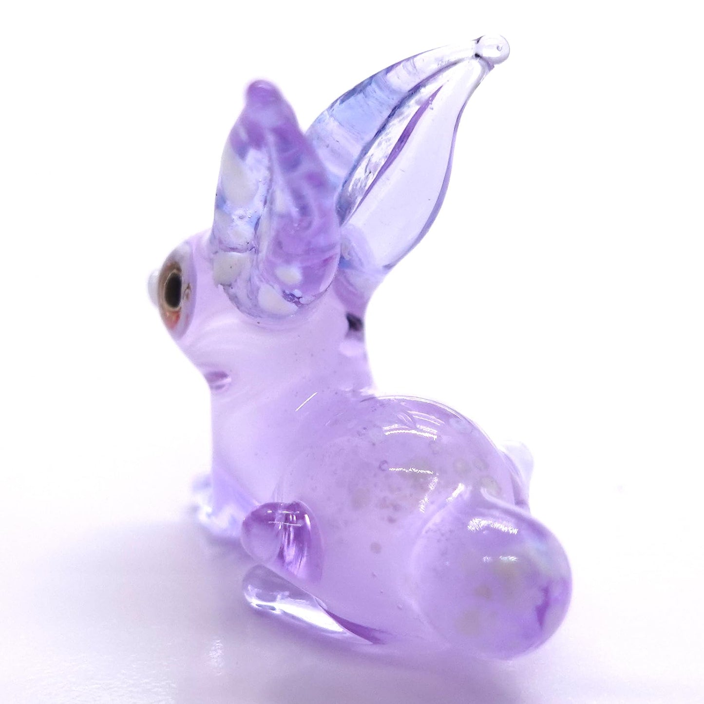 Sansukjai Rabbit Tiny Micro Figurines Hand Blown Glass Art Animals Collectible Gift Home Décor (Purple)