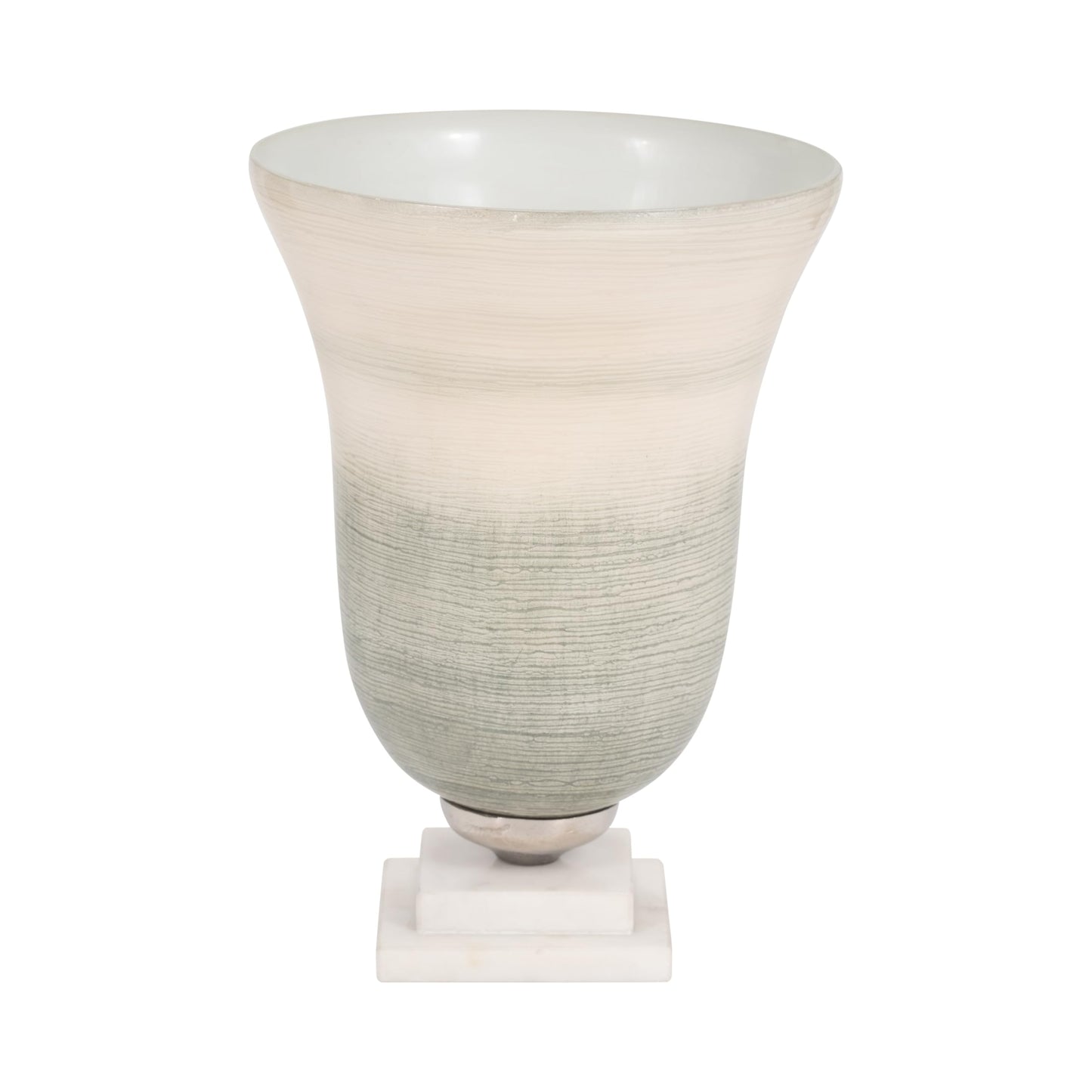Sagebrook Home Glass Vase with Metal & Stone Base - Elegant Decorative Flower Vase for Home, Office, Living Room & Table Decor - 12" Green