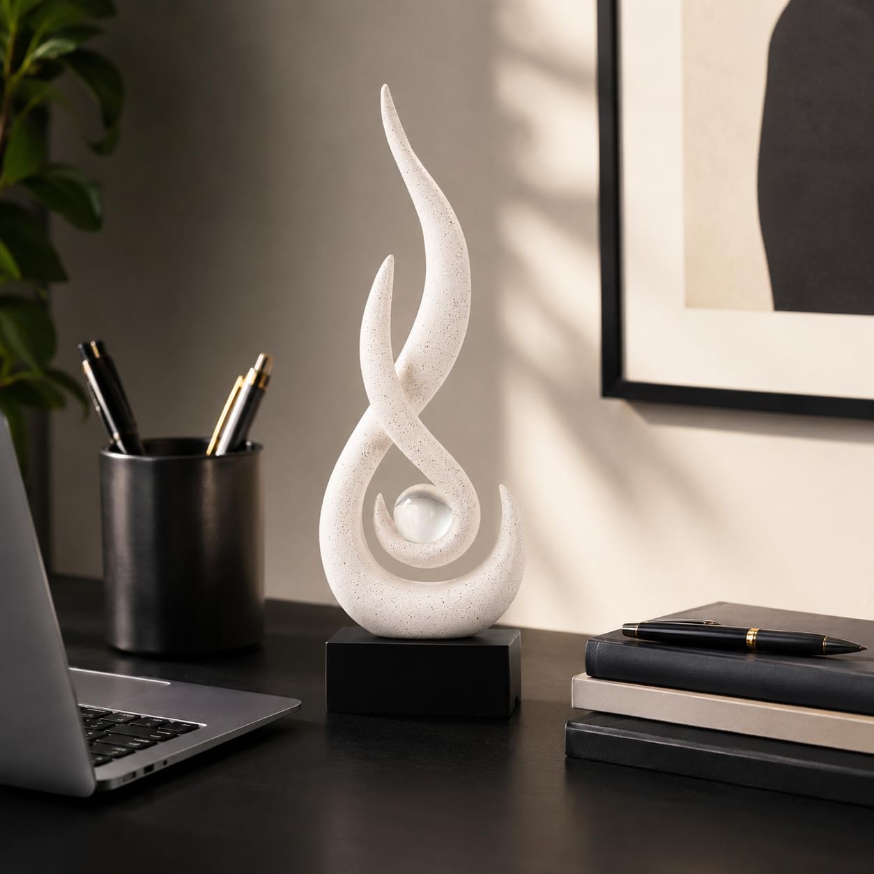 XYQXYQ Modern Abstract Art Table Decoration,Resin Flame Statue Modern Centerpiece Ornaments for Living Room Great Gift Idea Home Decor,Collectibles (Beige)
