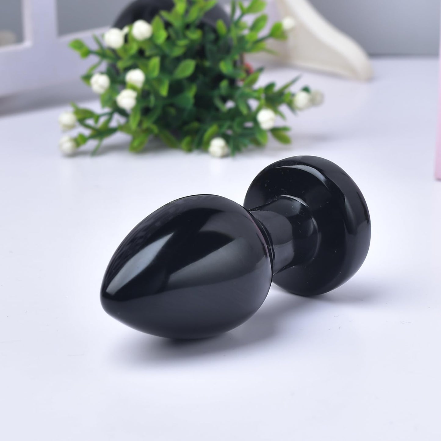 YOUNAIERZX Natural Black Obsidian Crystal Healing Wand, Polished Stone, Teardrop Shape, 4cm Length, Meditation Tool