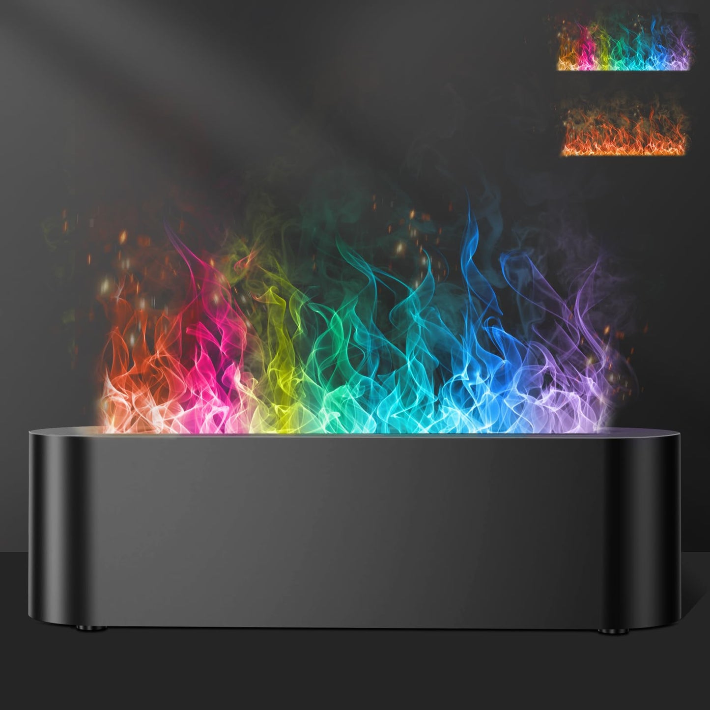 Colorful Flame Fire Diffuser Humidifier, 7 Colors Changing Oil Diffuser, Ultra-Quiet Aroma Essential Oils Aromatherapy Diffusers for Large Room, Bedroom, Office(Timeable, Waterless Auto off-150ml)