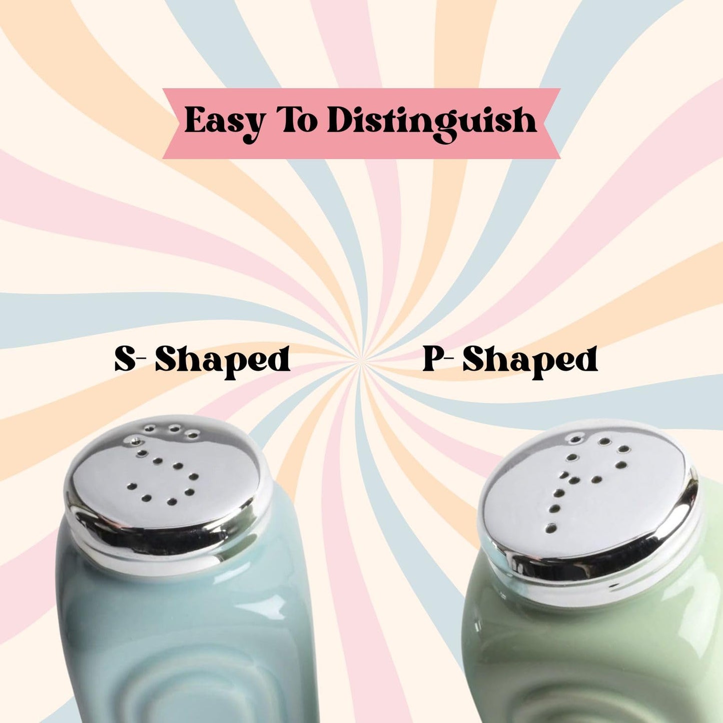 50s Retro Stoneware Salt and Pepper Shakers Set