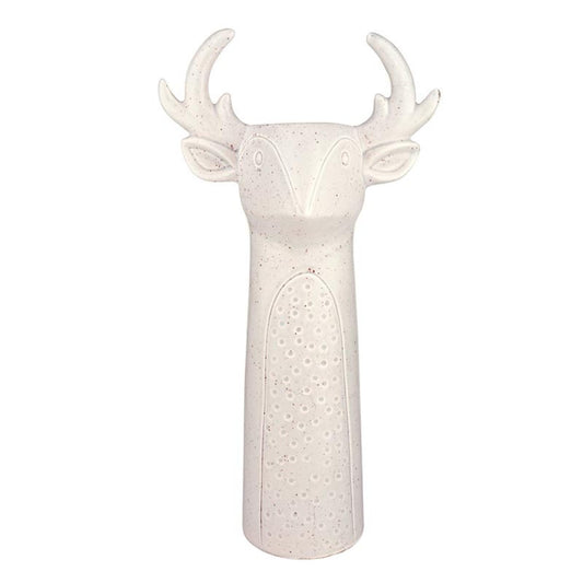 47th & Main Stag Figurine Stoneware Vase Decorative Accent for Shelf Mantel or Tabletop, 4.75" Long x 3" Wide x 9.25" Tall, White